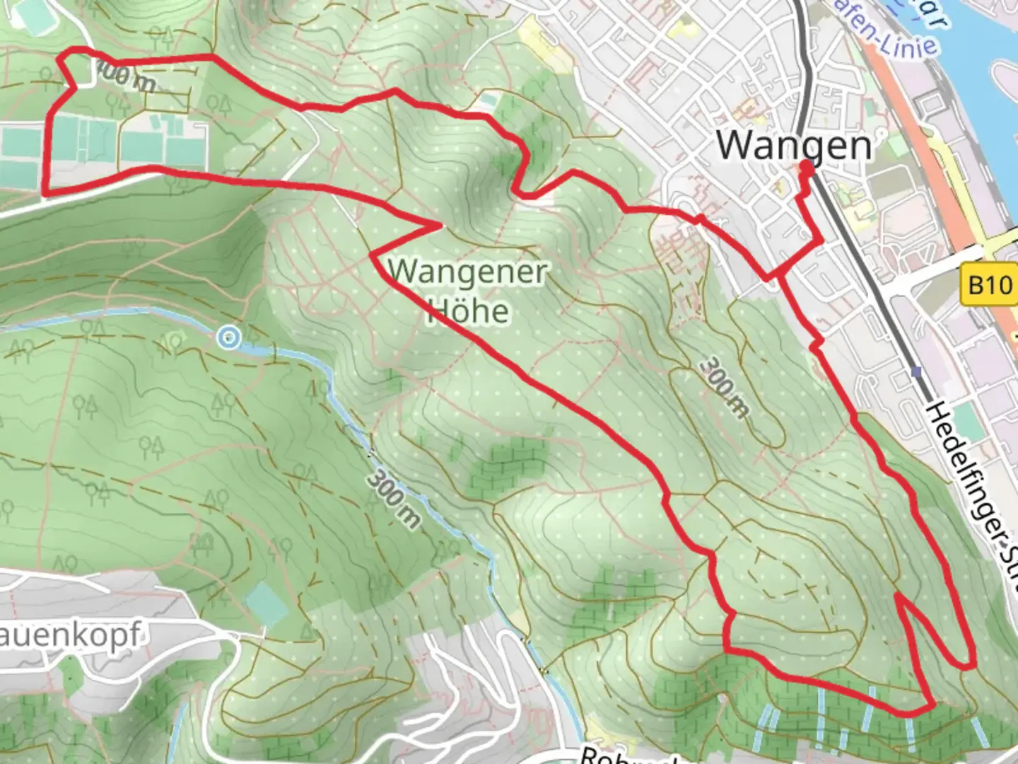 An image depicting the trail Stuttgarter Rundwanderweg and Hedelfinger Rundwanderweg and its surrounding area.