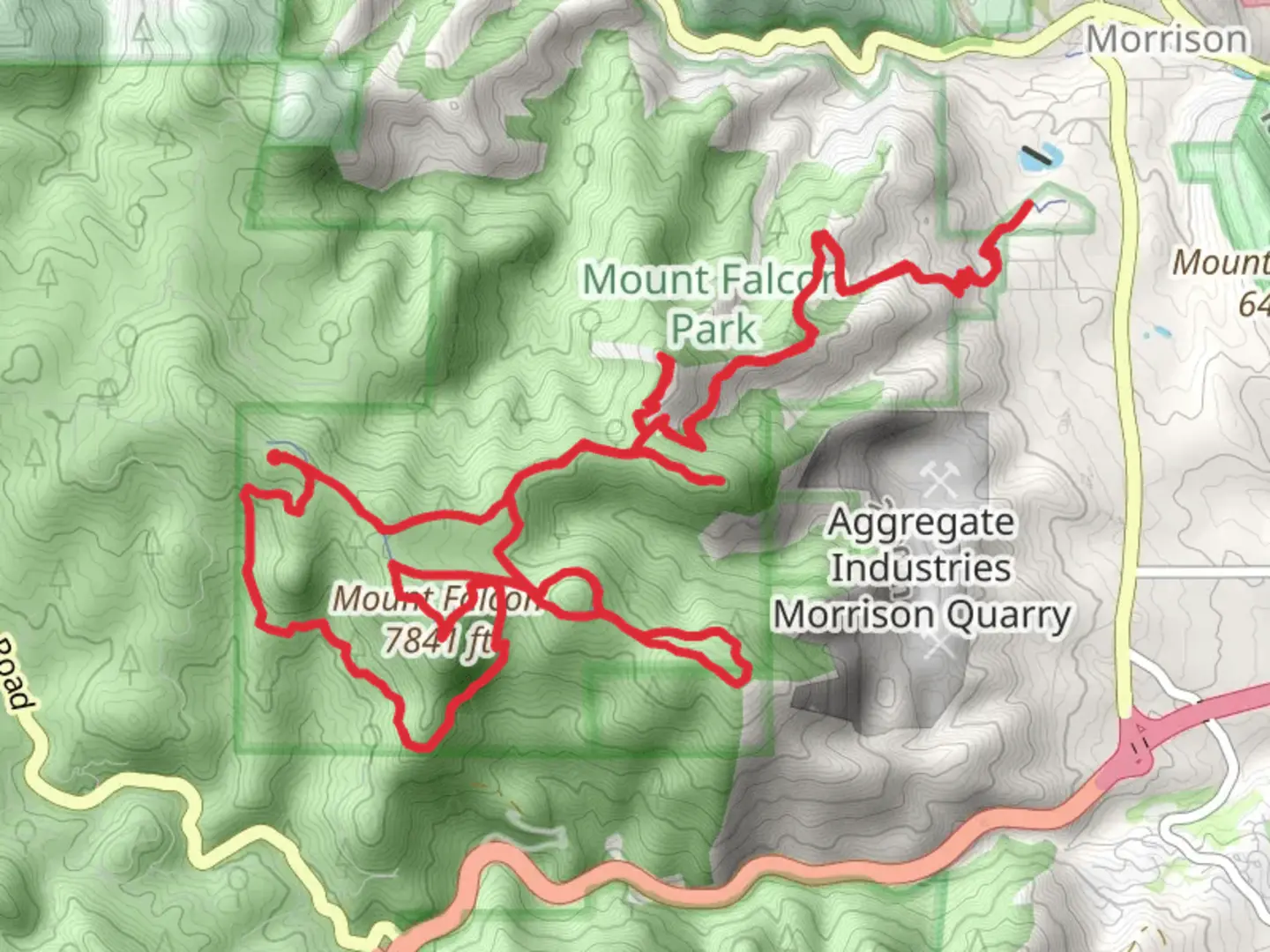 An image depicting the trail Mount Falcon and Castle Trail and its surrounding area.