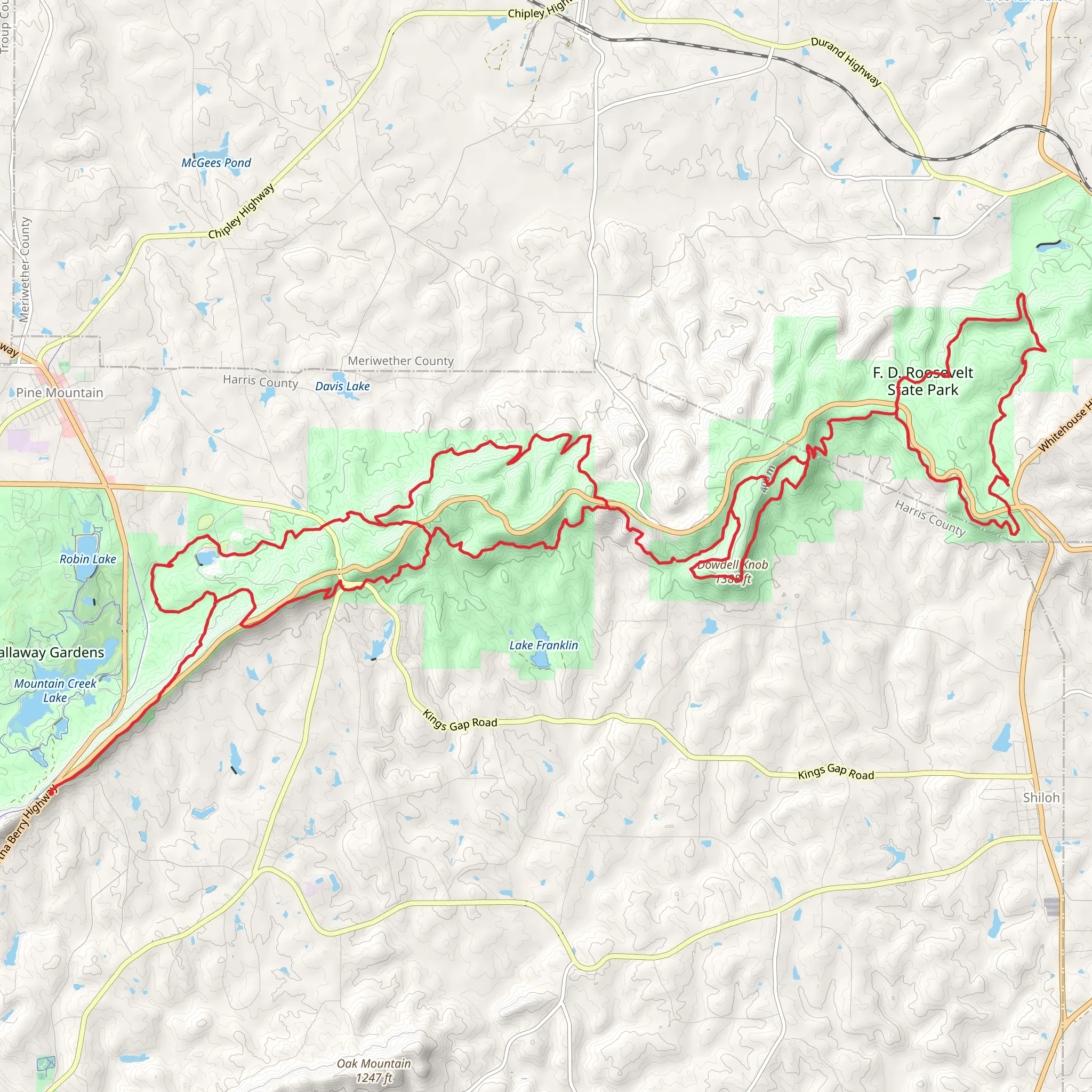 Pine Mountain Trail mobile static map