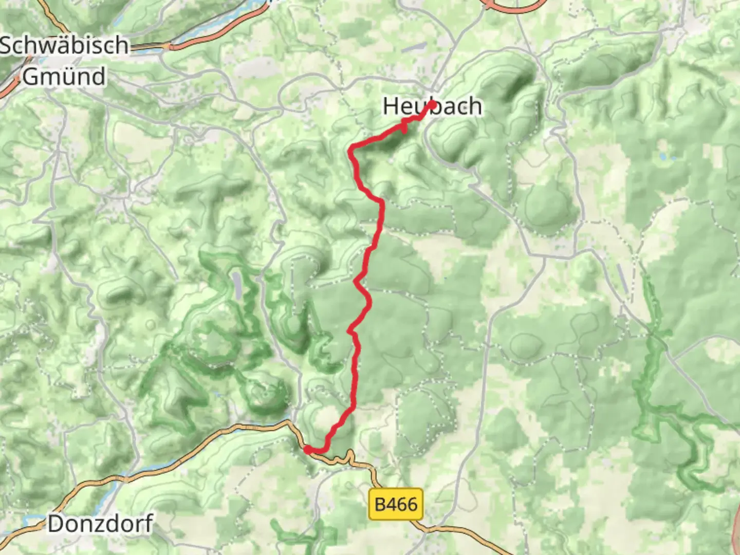 An image depicting the trail Heubach to Weißenstein Walk via Bargauer Kreuz and its surrounding area.