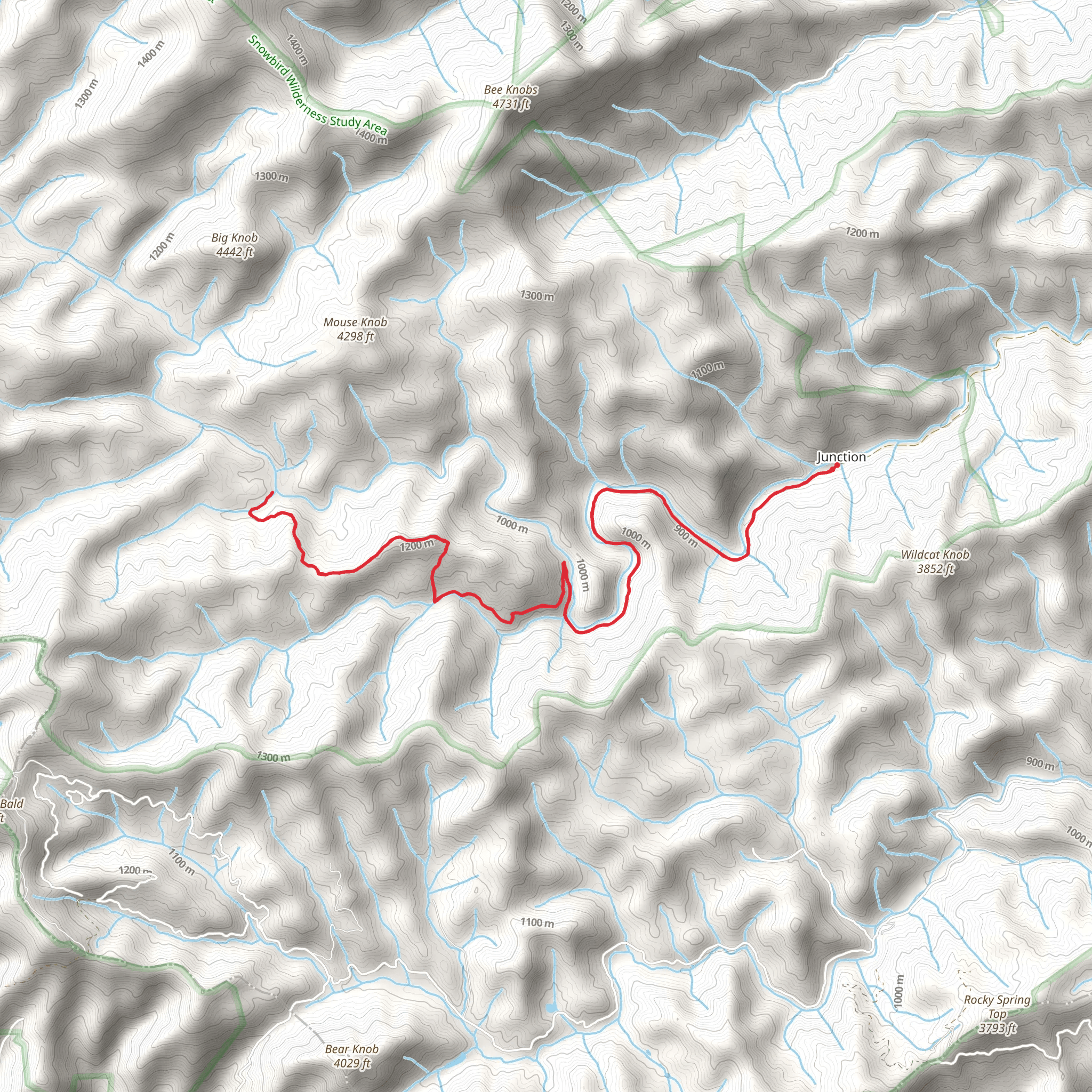 Burntrock Ridge via Big Snowbird Creek Trail mobile static map