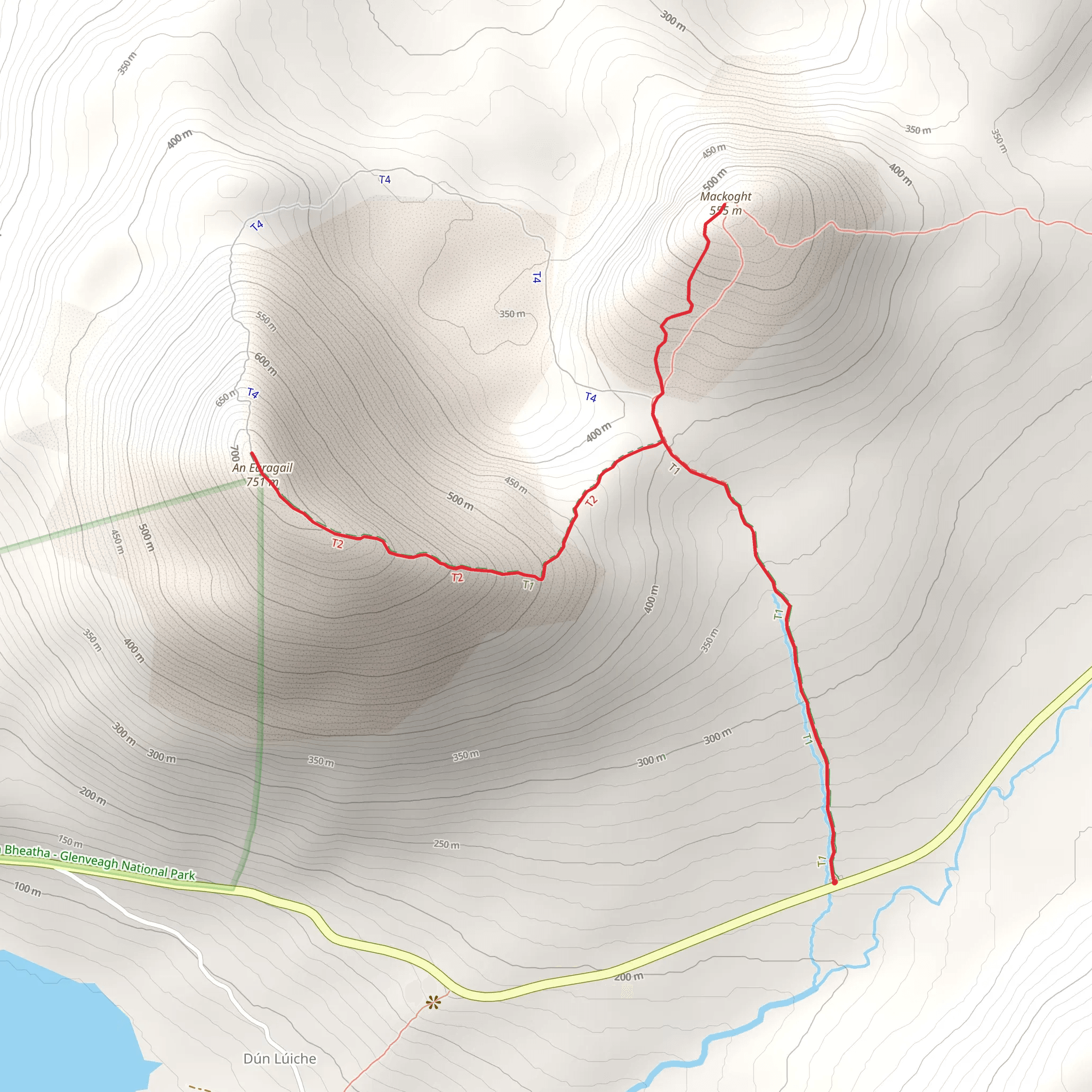 An Earagail and Mackought Summit Walk from Dunlewy mobile static map