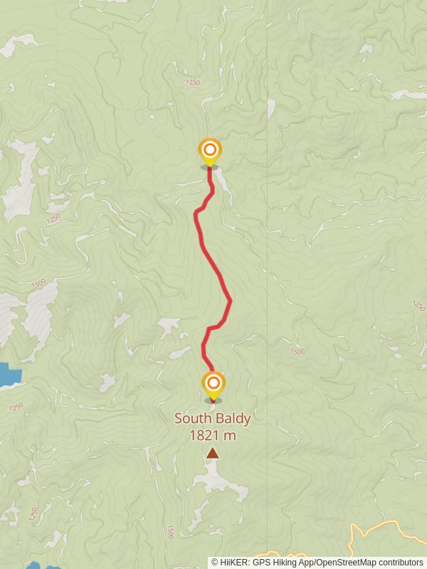 South Baldy Trail mobile static map