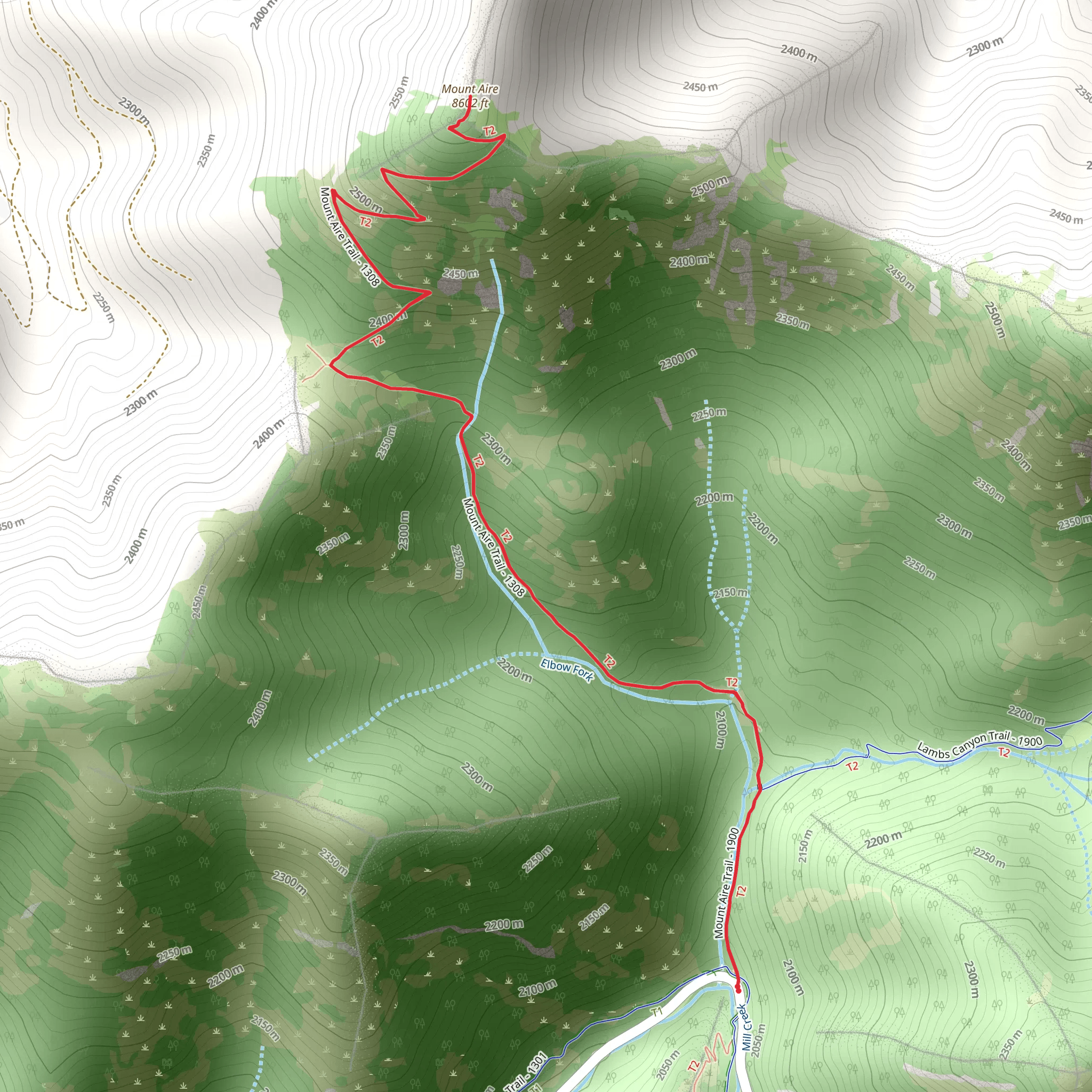 Mount Aire Trail mobile static map