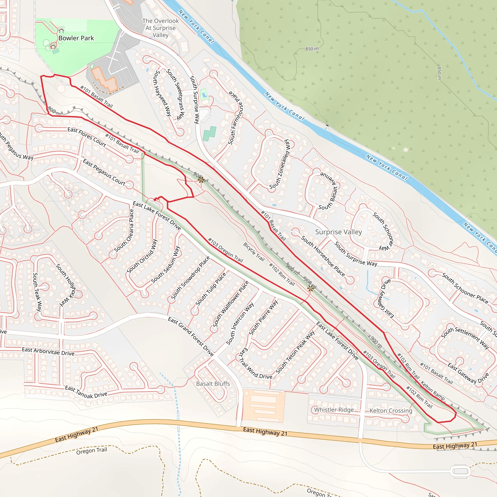 Oregon and Basalt Loop Trail mobile static map