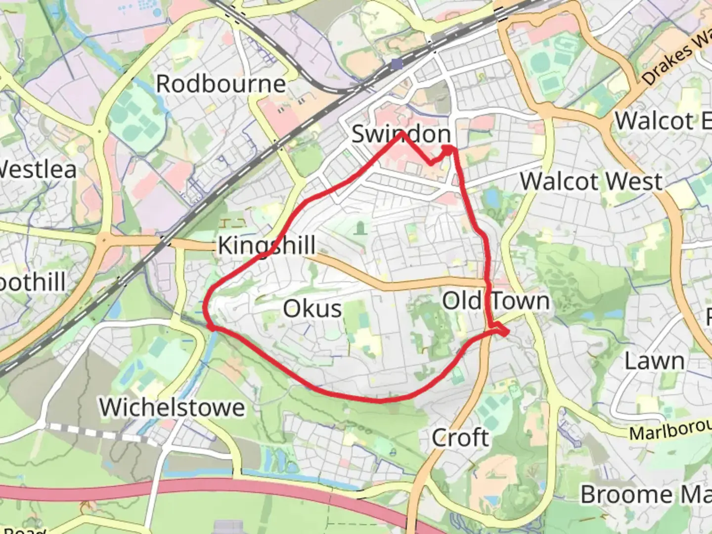 An image depicting the trail Old Town Path and Canal Walk and its surrounding area.