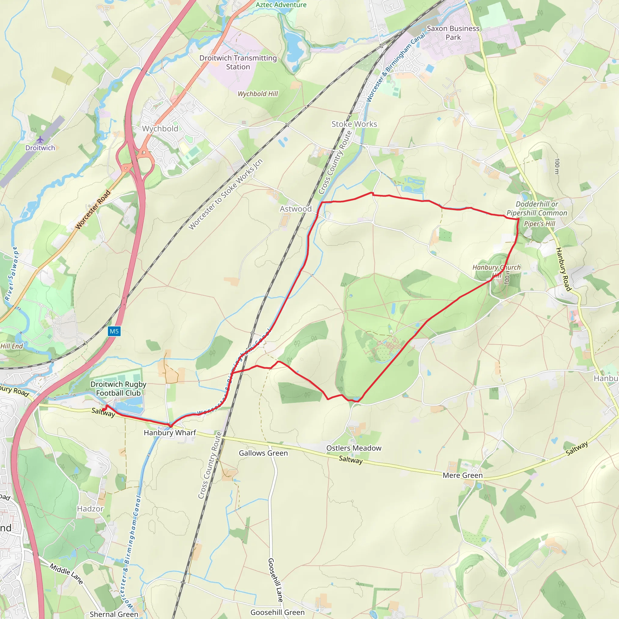 Hanbury Wharf and Astwood Loop mobile static map
