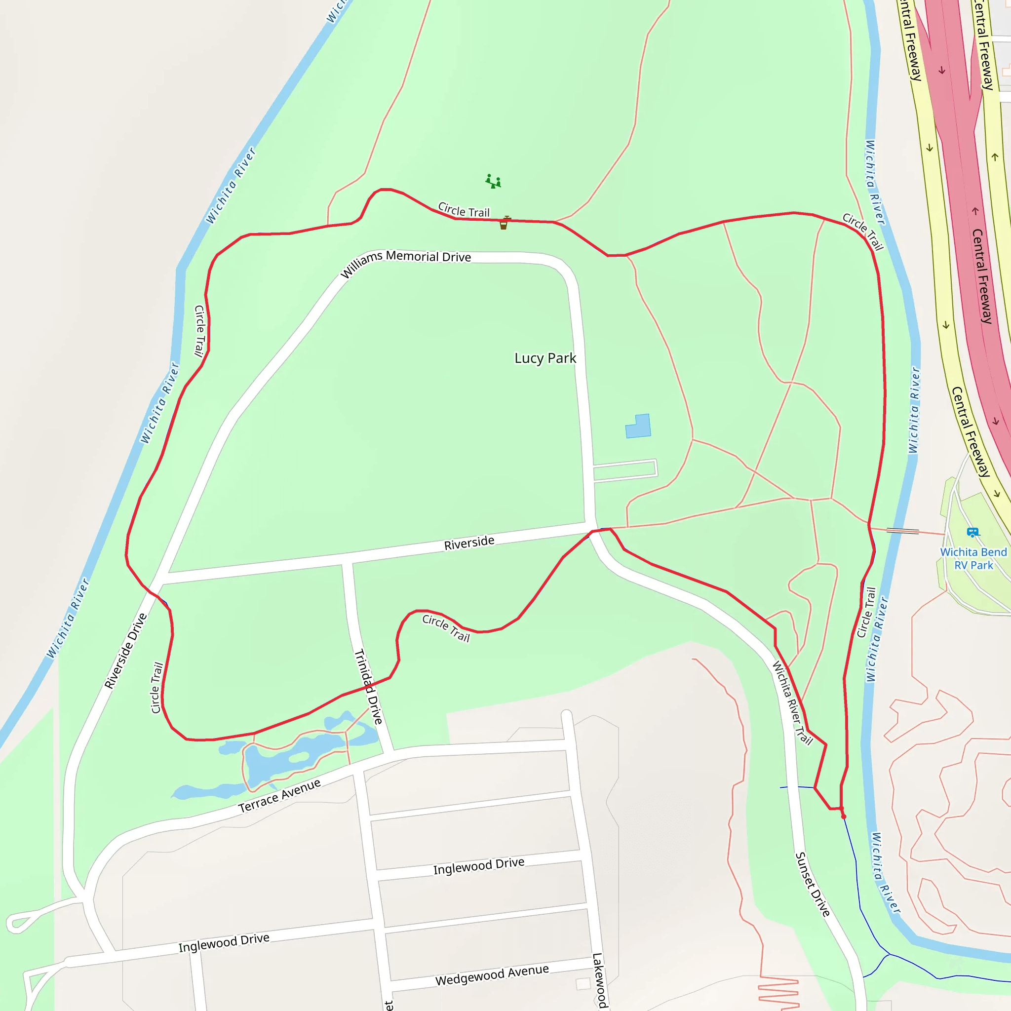 Lucy Park and Wichita River Circle Trail mobile static map