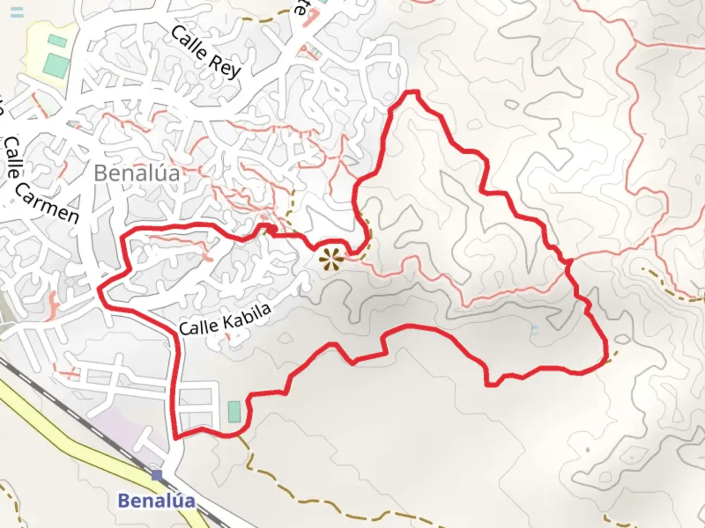 An image depicting the trail Benalúa – Badlands Loop and its surrounding area.