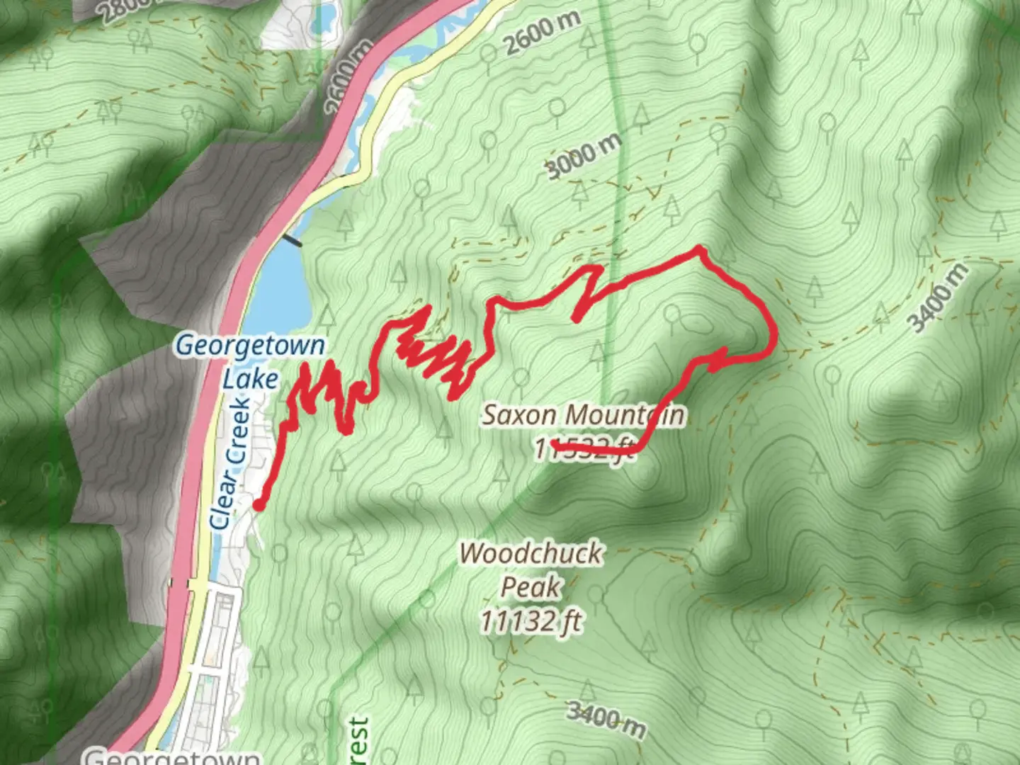 An image depicting the trail Saxon Mountain and its surrounding area.