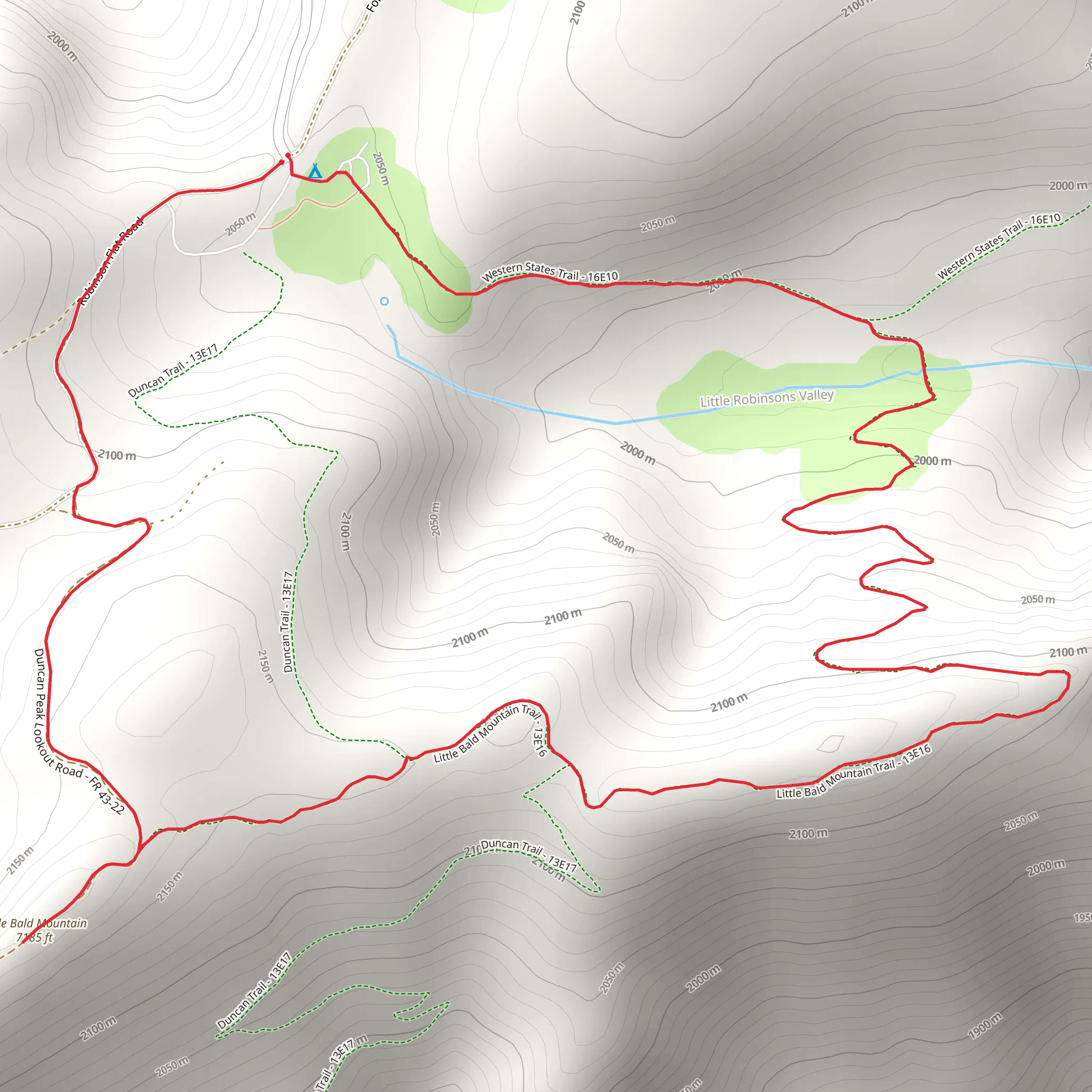 Little Bald Mountain Trail mobile static map