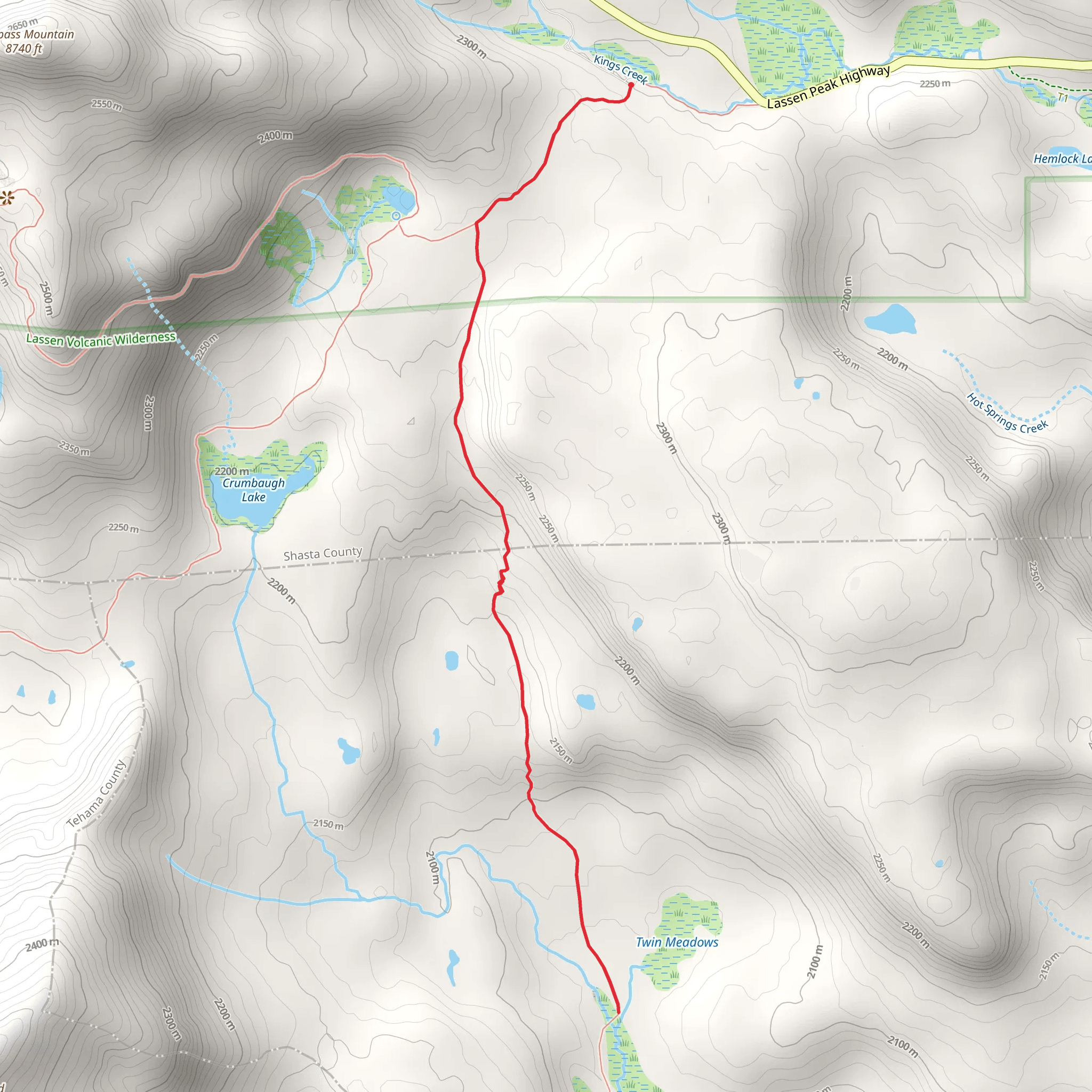 Twin Meadows Trail mobile static map