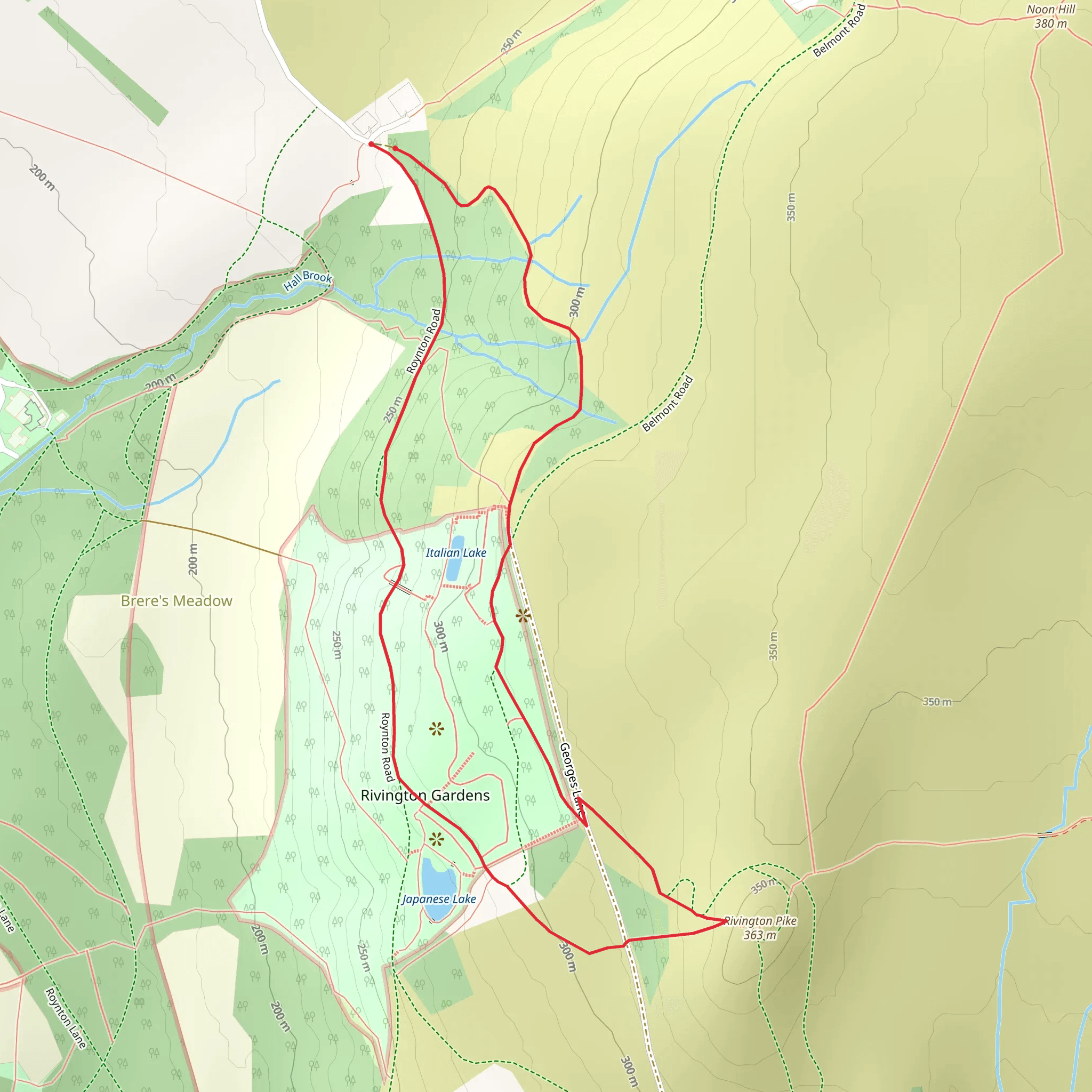 Rivington Pike Trail mobile static map