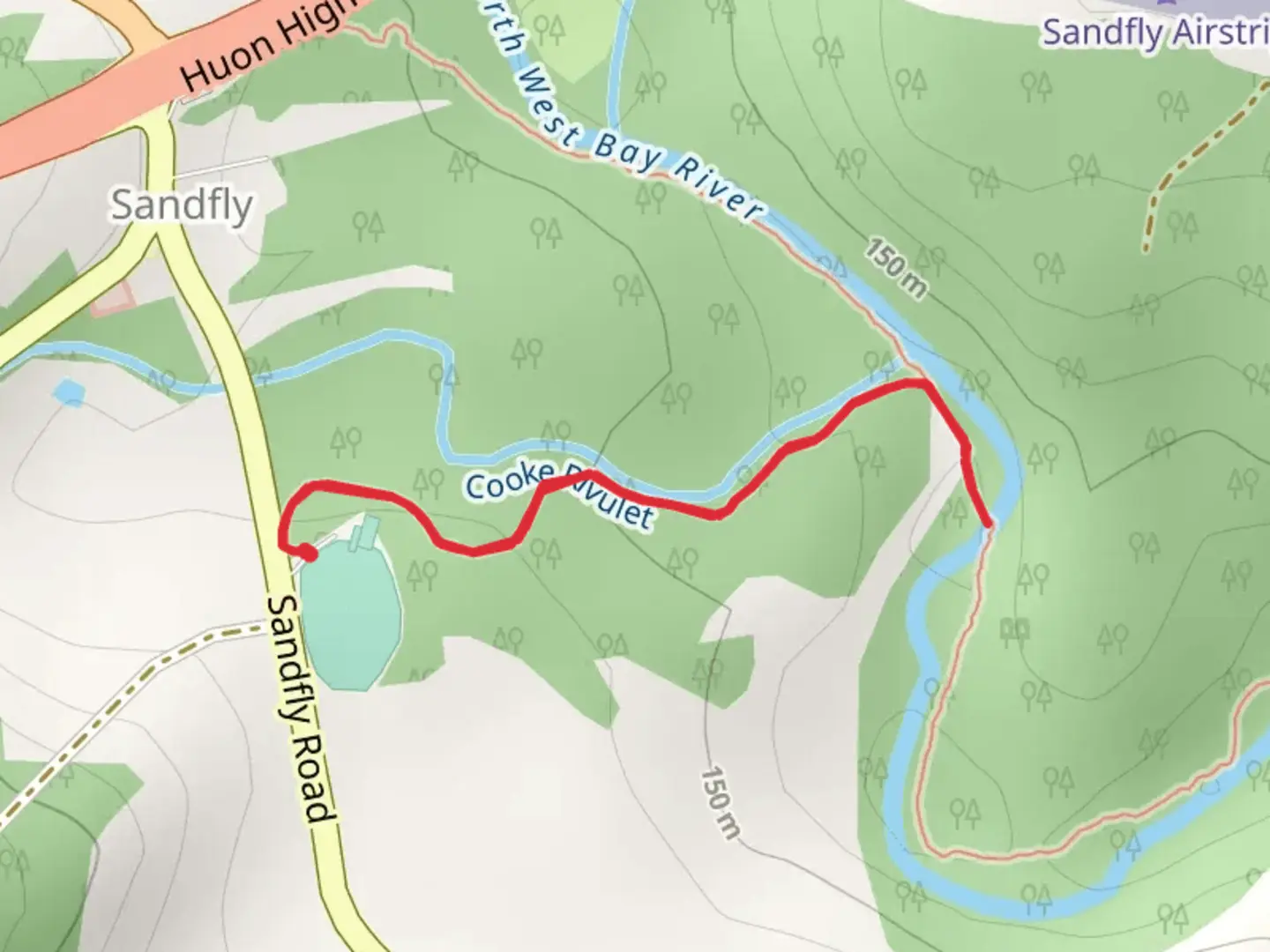 An image depicting the trail North West Bay River Track and its surrounding area.