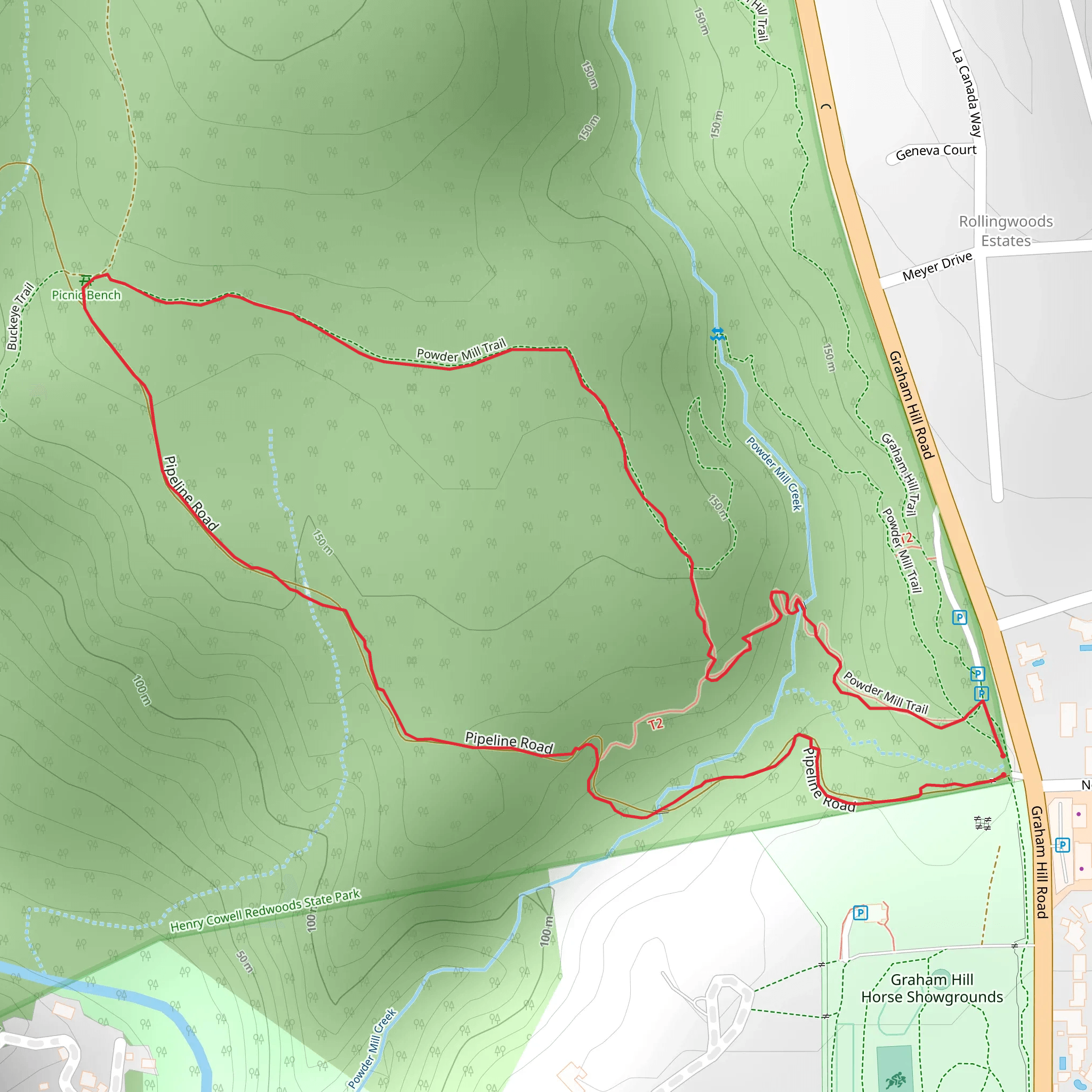 Pipeline Road and Powder Mill Loop Trail mobile static map
