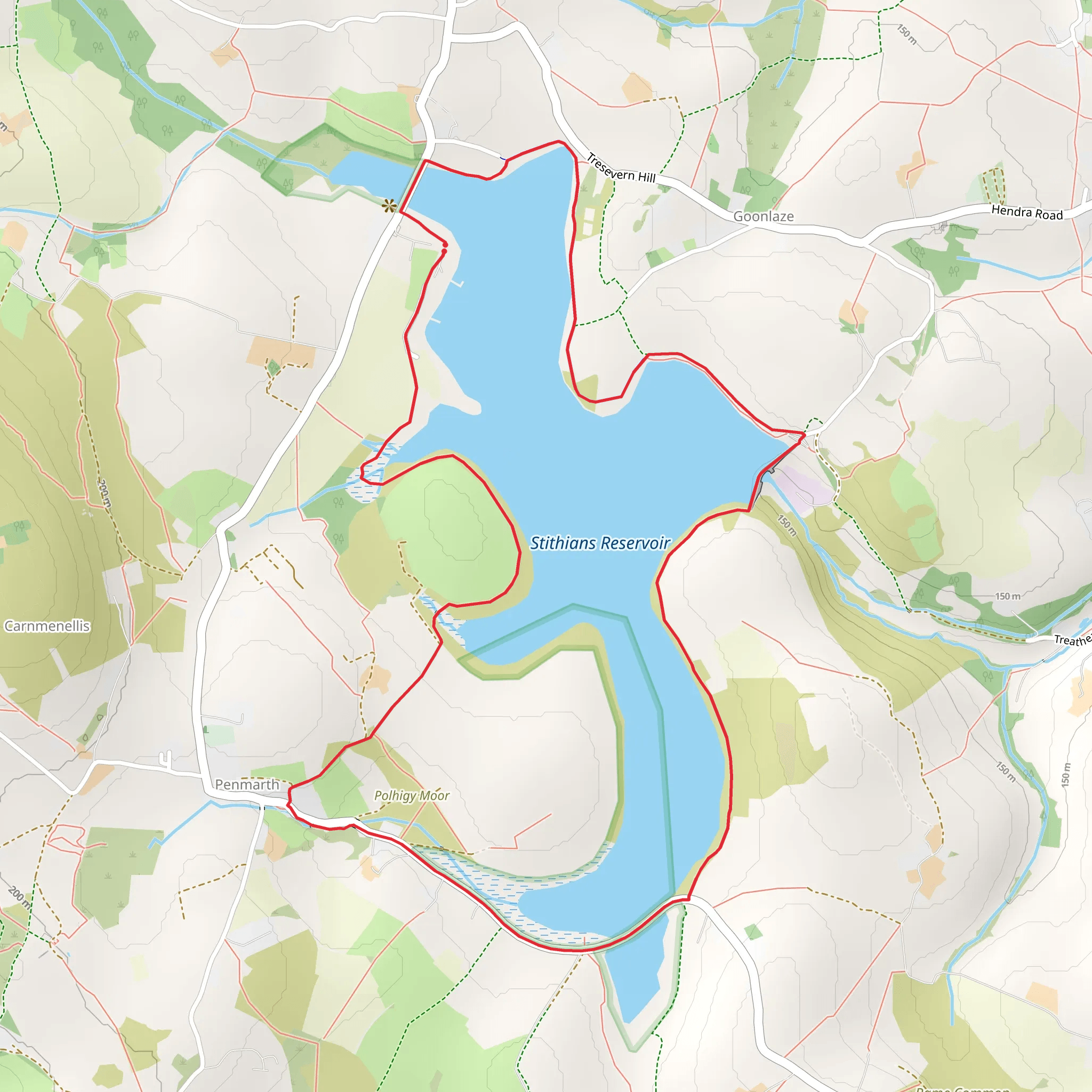 Stithians Reservoir Loop mobile static map