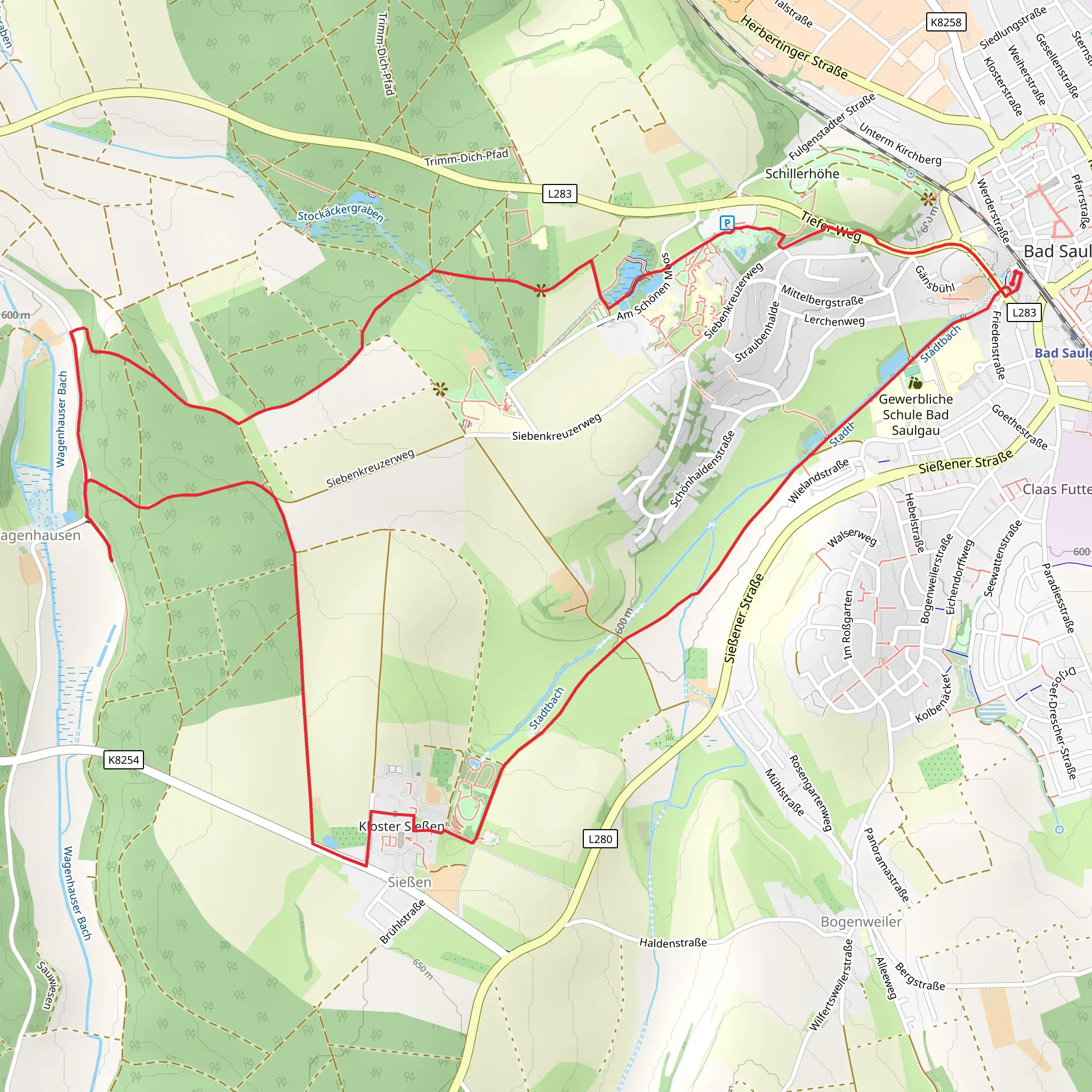 Schwaebisch Alb Oberschwaben Weg and Rundwanderweg 2 mobile static map