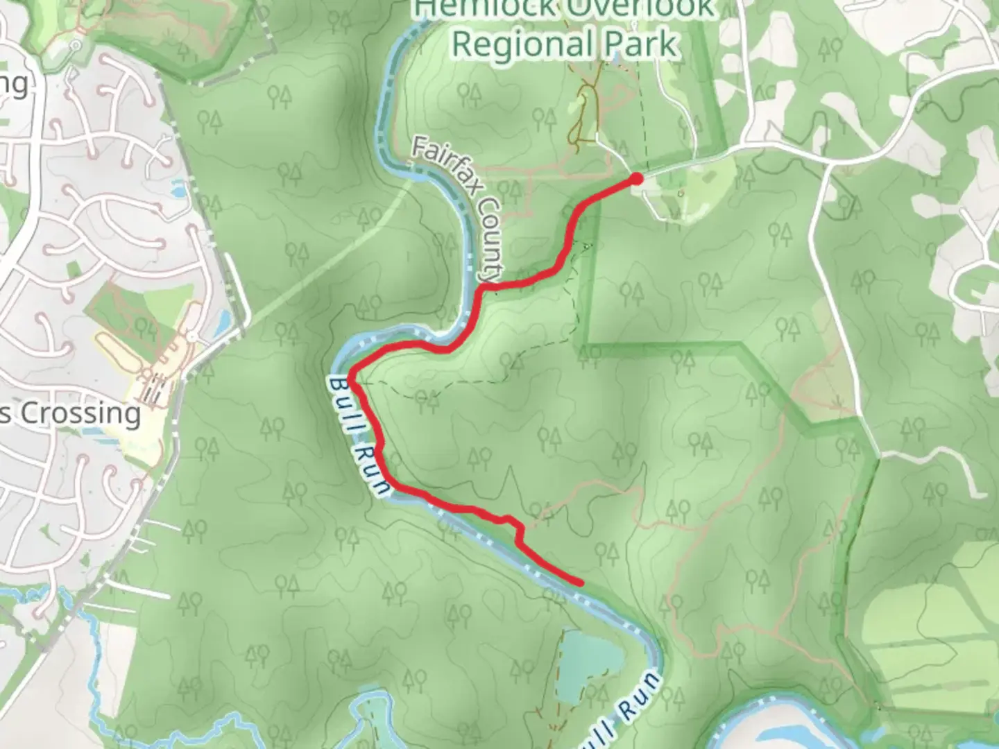 An image depicting the trail Yates Ford Yellow Trail and its surrounding area.