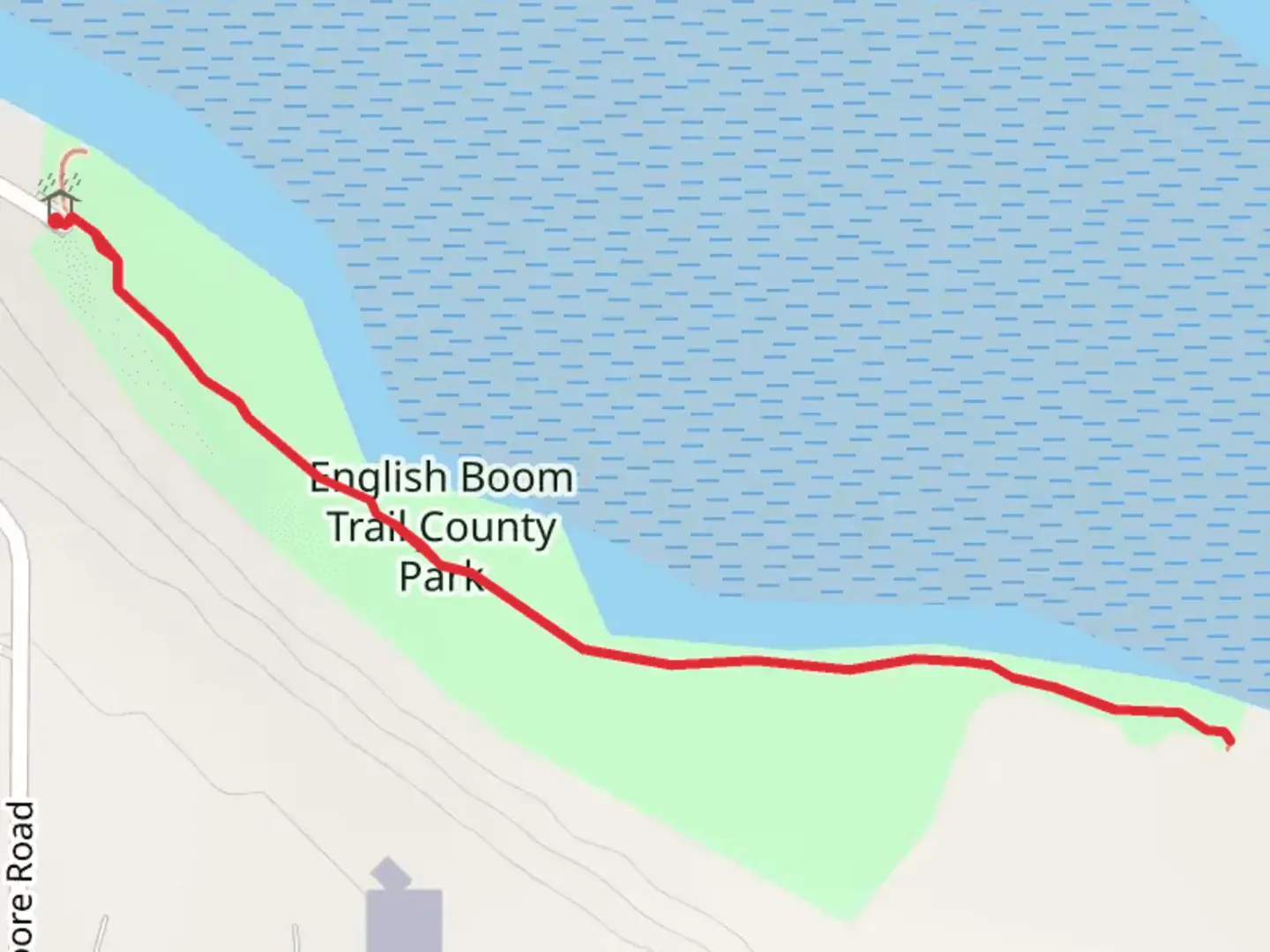 An image depicting the trail English Boom Trail County Park and its surrounding area.