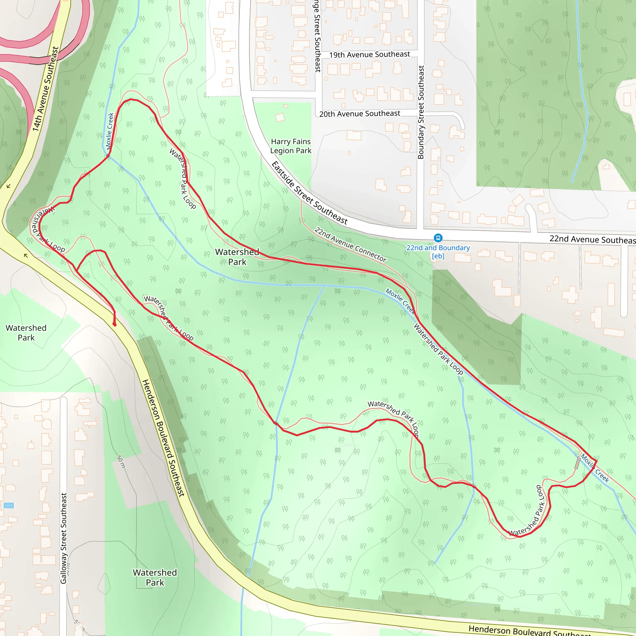 Watershed Park Loop mobile static map