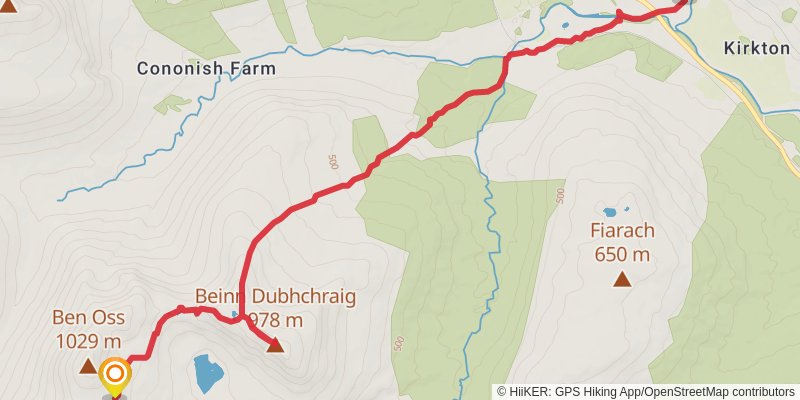 Ben Oss and Beinn Dubhchraig from Glen Lochy stage 2 Map