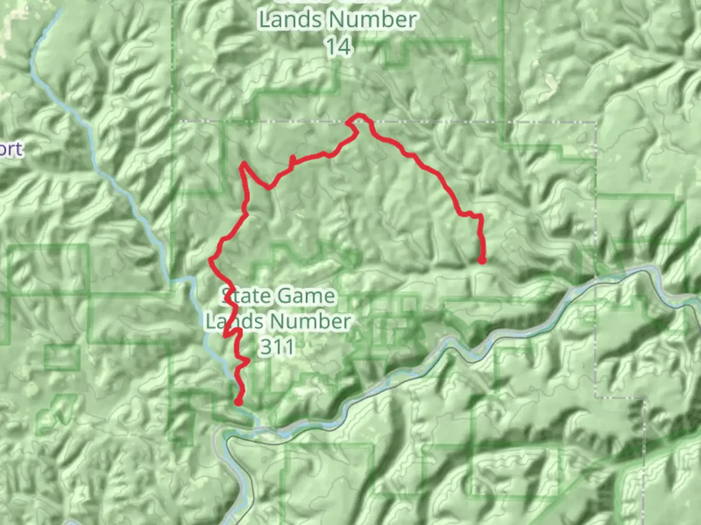 An image depicting the trail Benezette to Dents Run Road and its surrounding area.