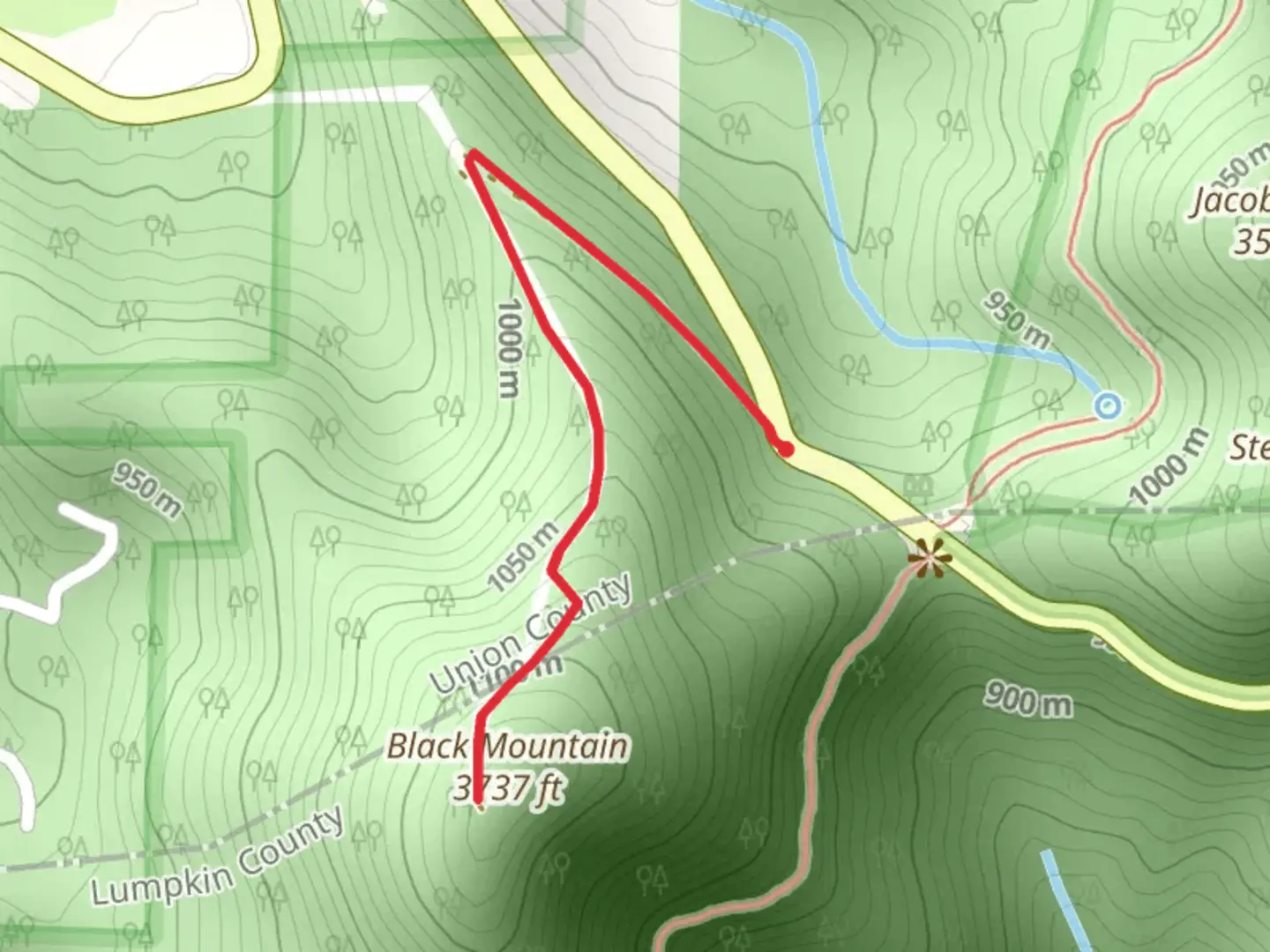 An image depicting the trail Black Mountain from Woody Gap and its surrounding area.