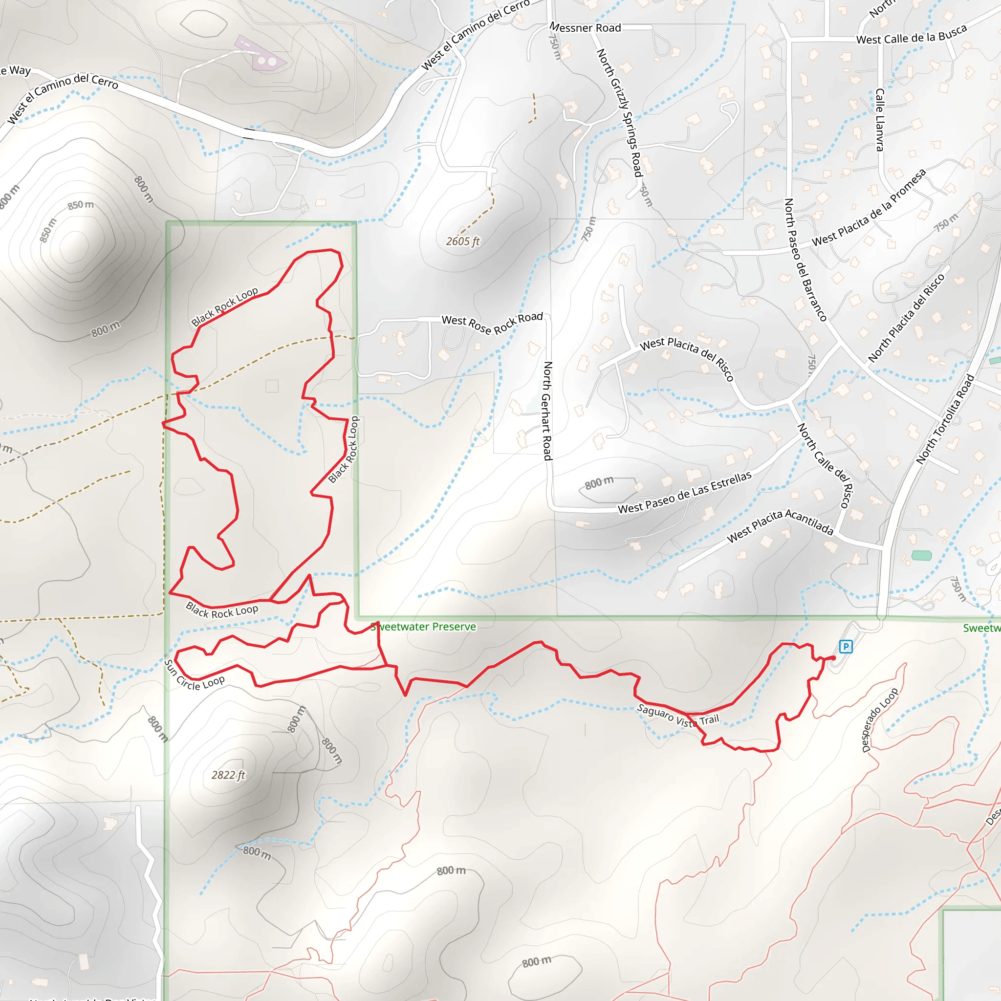 Saguaro Vista, Black Rock and Sun Circle Loop mobile static map
