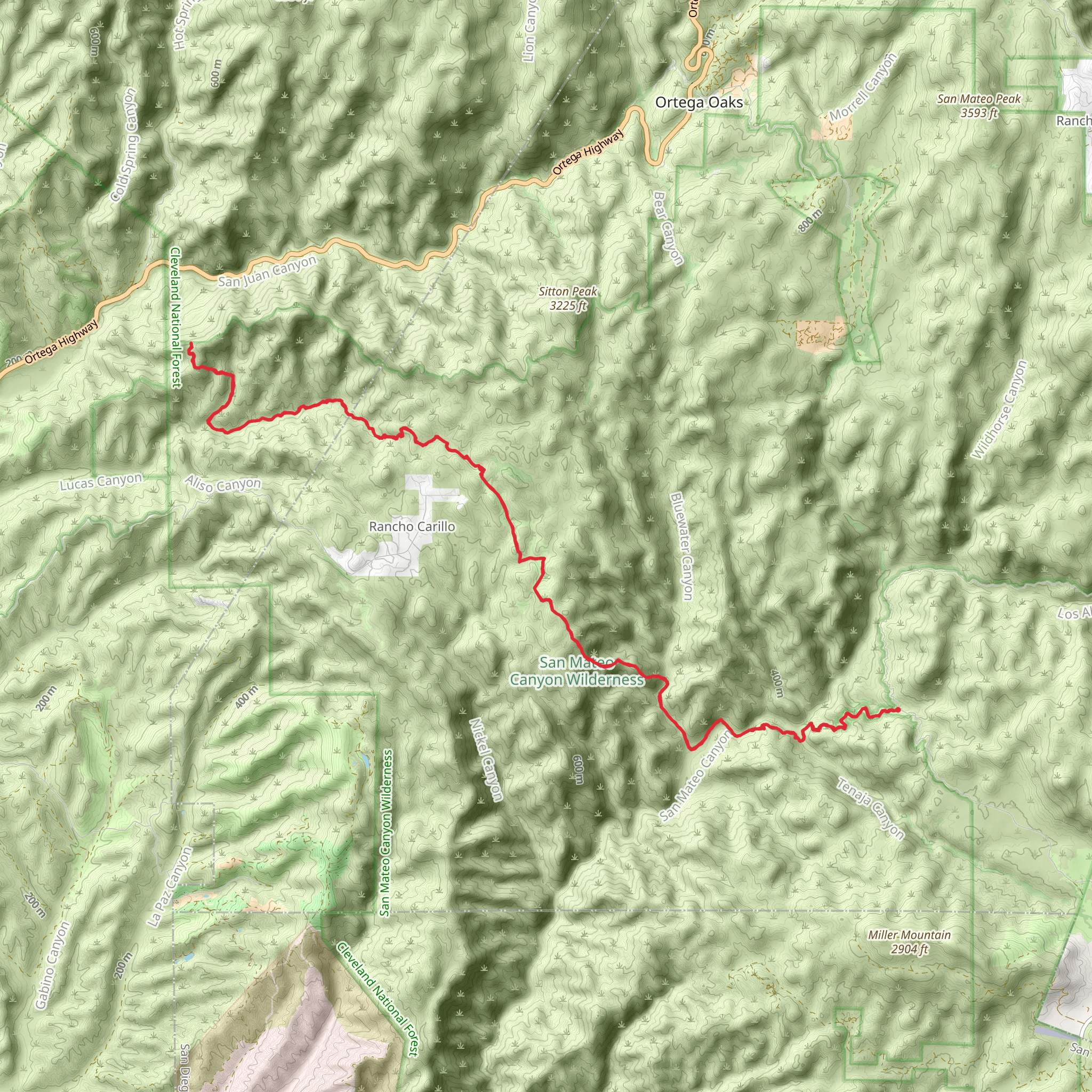 Lucas Canyon via Fisherman's Camp Trail mobile static map