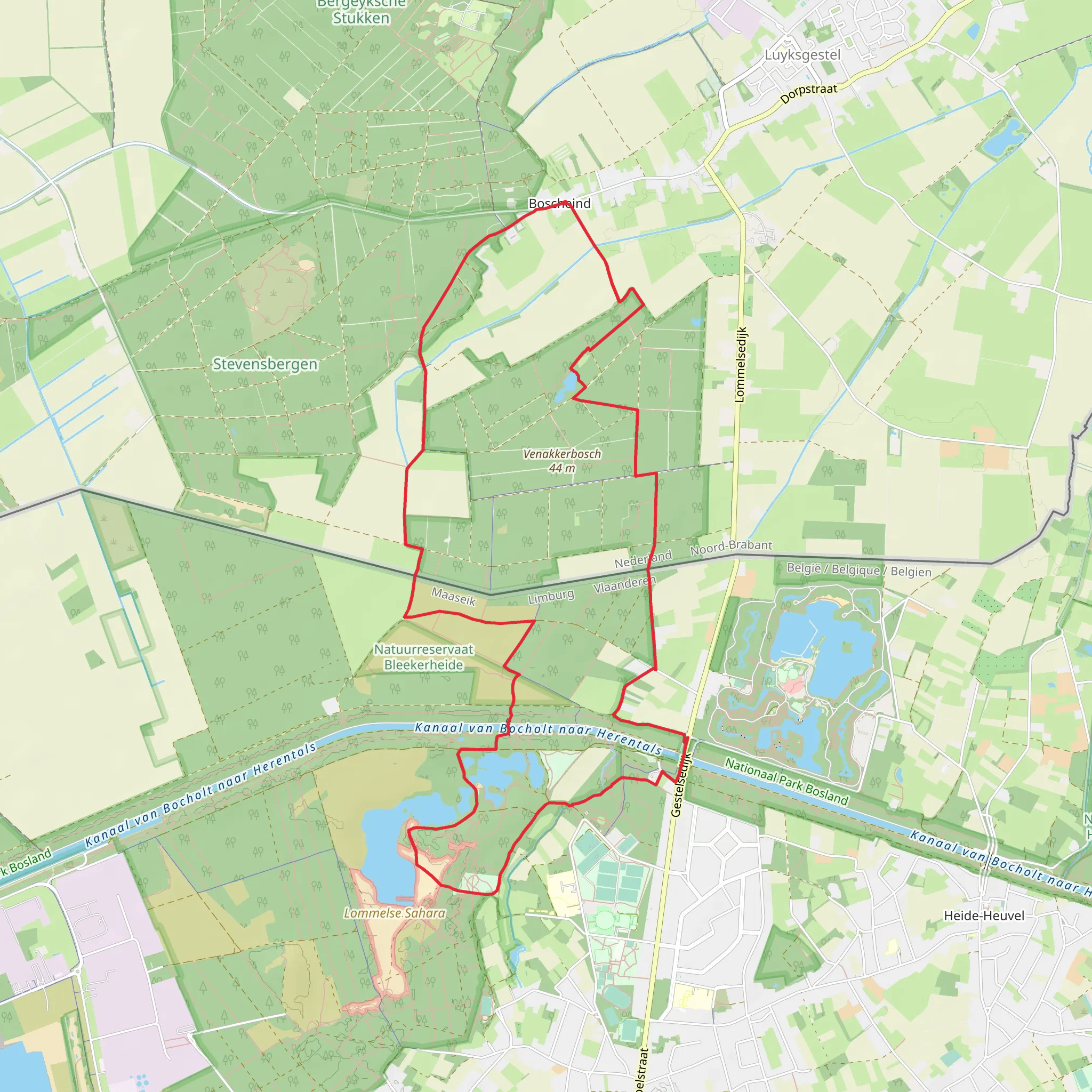 Bosscherweijer, Sahara and Zwartven Loop mobile static map