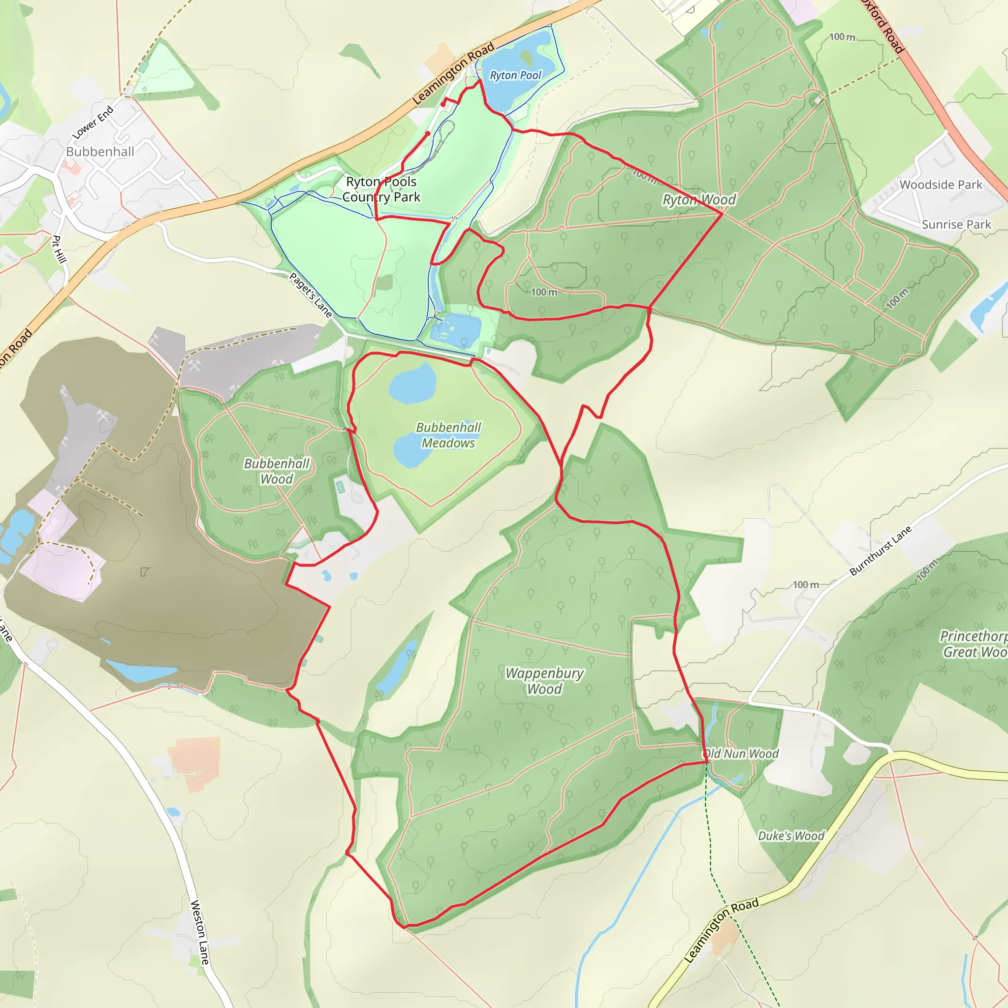 Ryton Pools Country Park Loop mobile static map