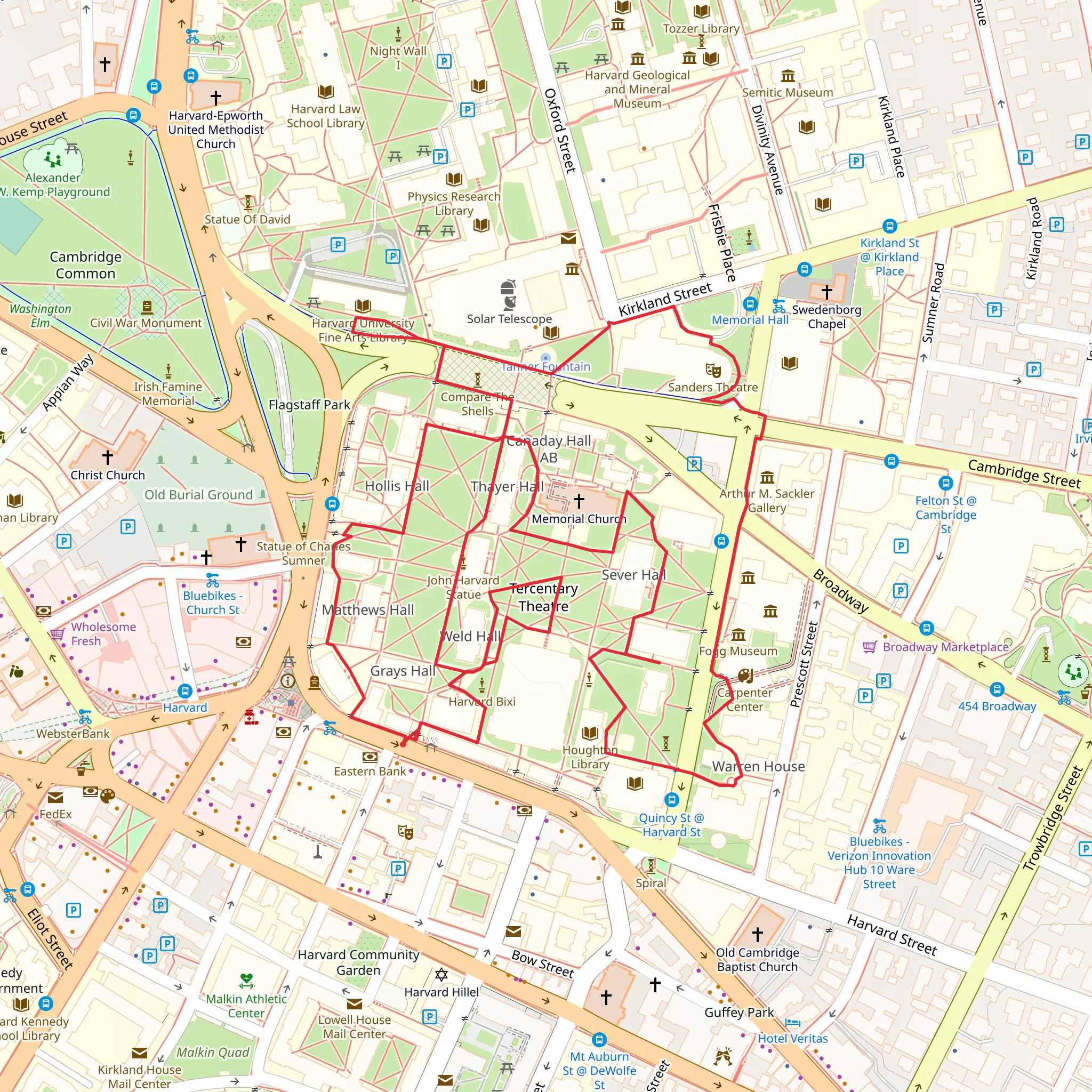 Harvard Yard Loop Trail mobile static map