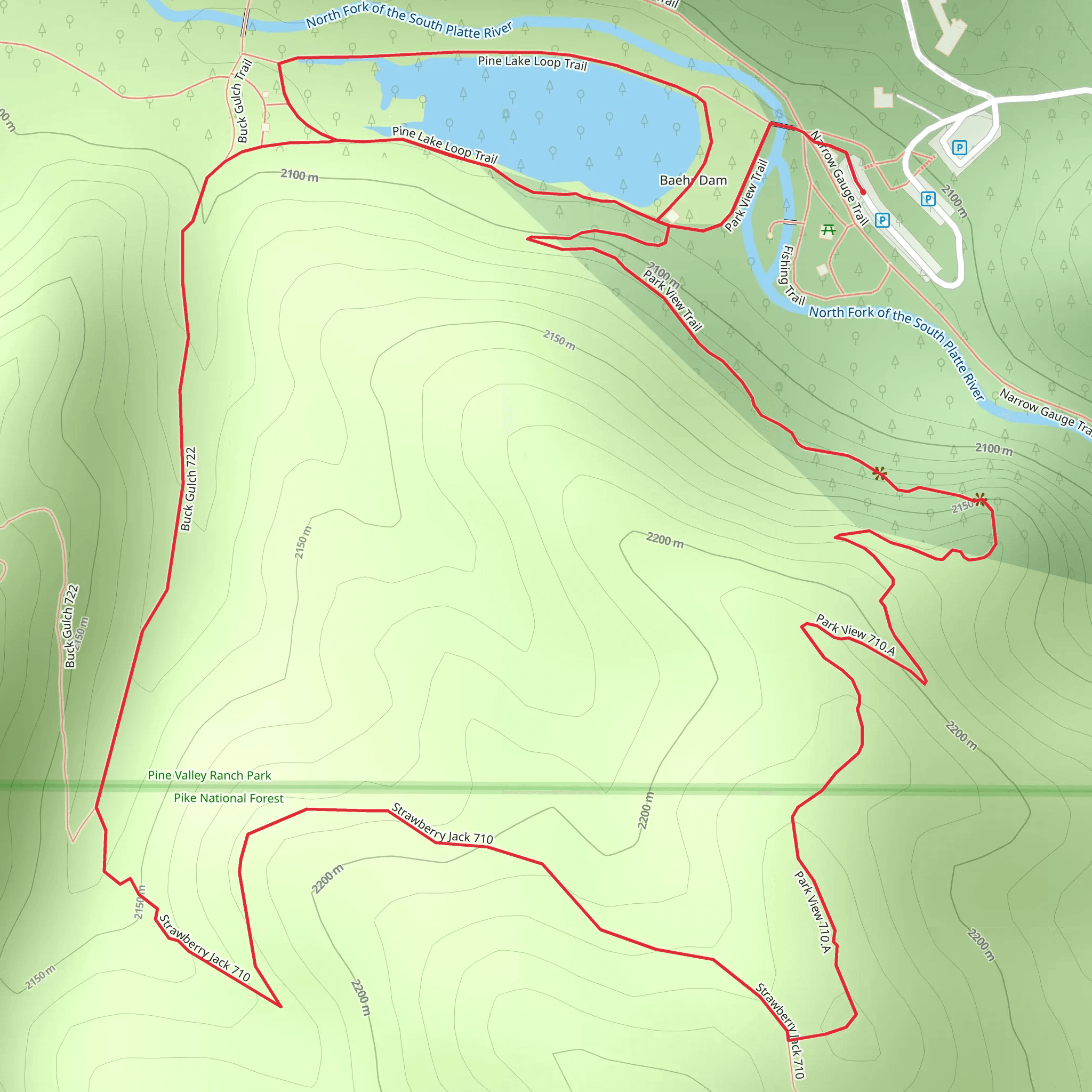 Buck Gulch and Park View Loop Trail mobile static map