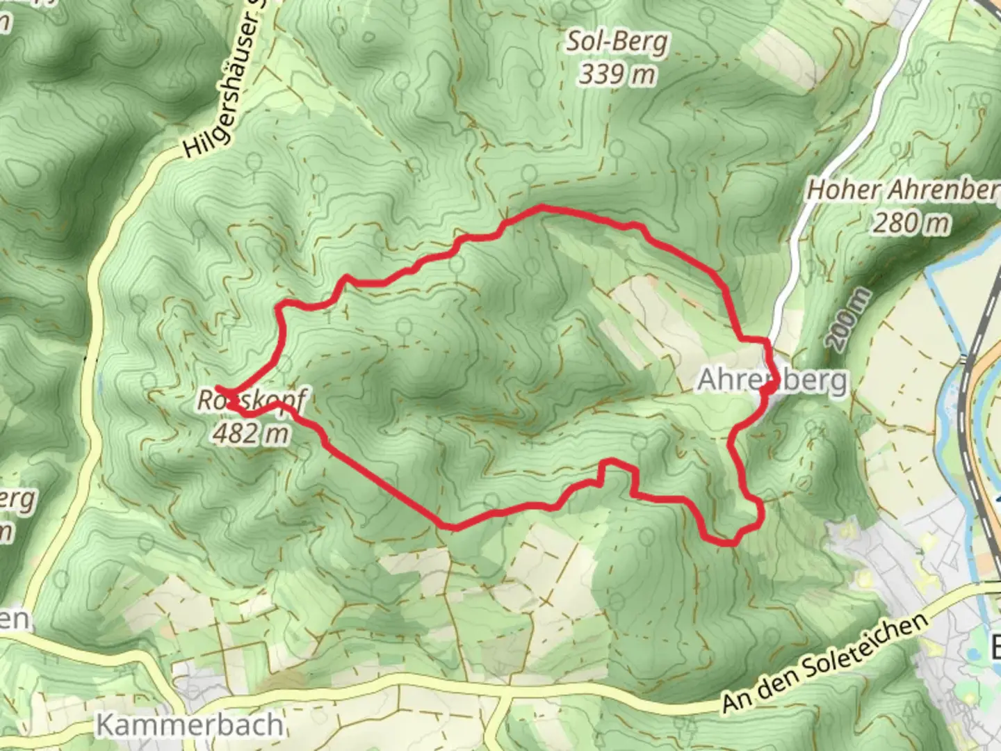 An image depicting the trail Hessenweg and Werratalverein and its surrounding area.