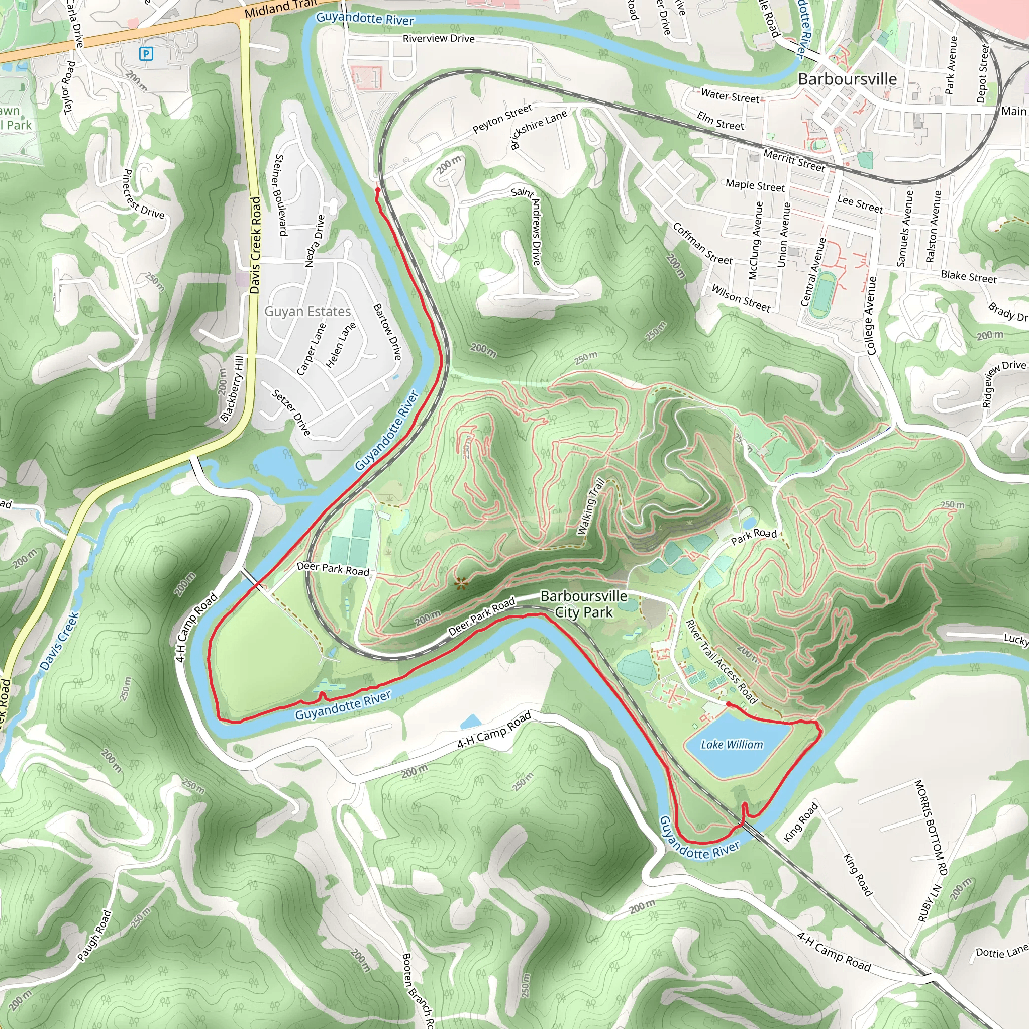 River Trail from Lake Williams mobile static map