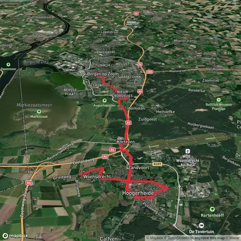Woensdrecht to Bergen op Zoom via Antwerpsestragt Weg