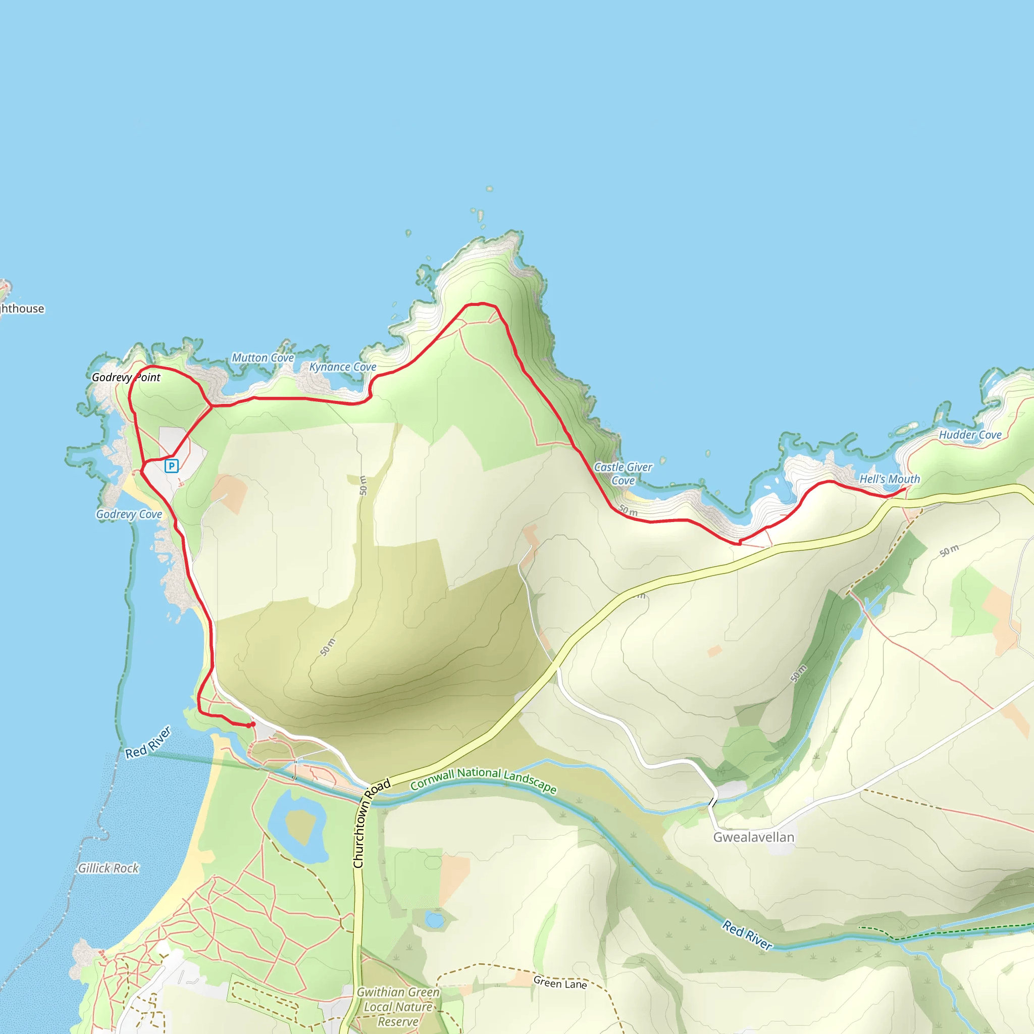 Godrevy to Hell’s Mouth Coastal Walk mobile static map