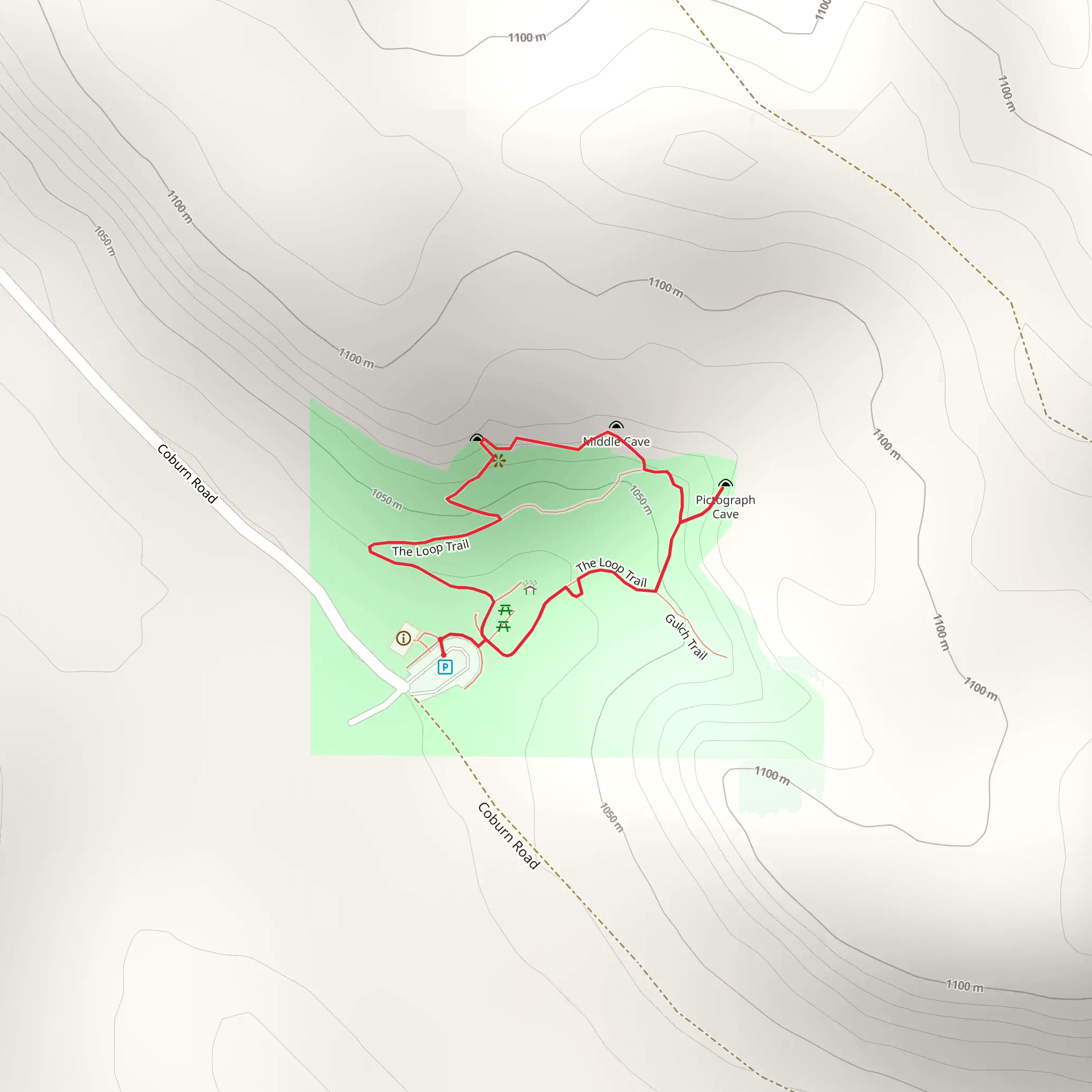 Pictograph Cave State Park Loop mobile static map