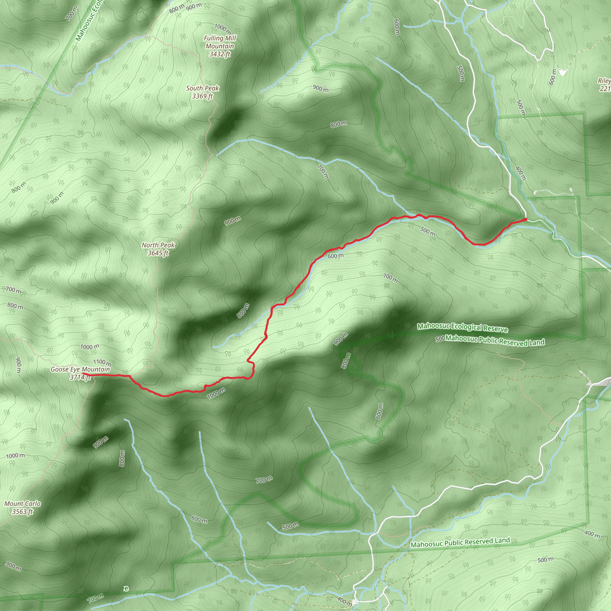 Goose Eye Mountain via Wright Trail mobile static map