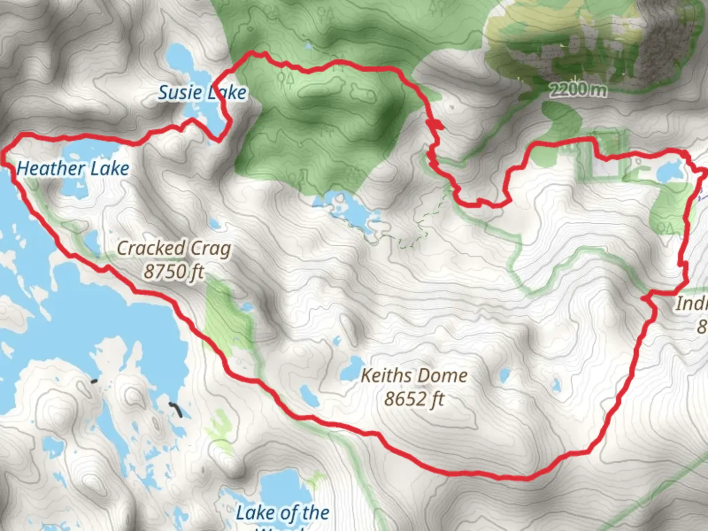 An image depicting the trail Glen Alpine, Susie Lake, Heather Lake, Lake Aloha Loop Trail and its surrounding area.