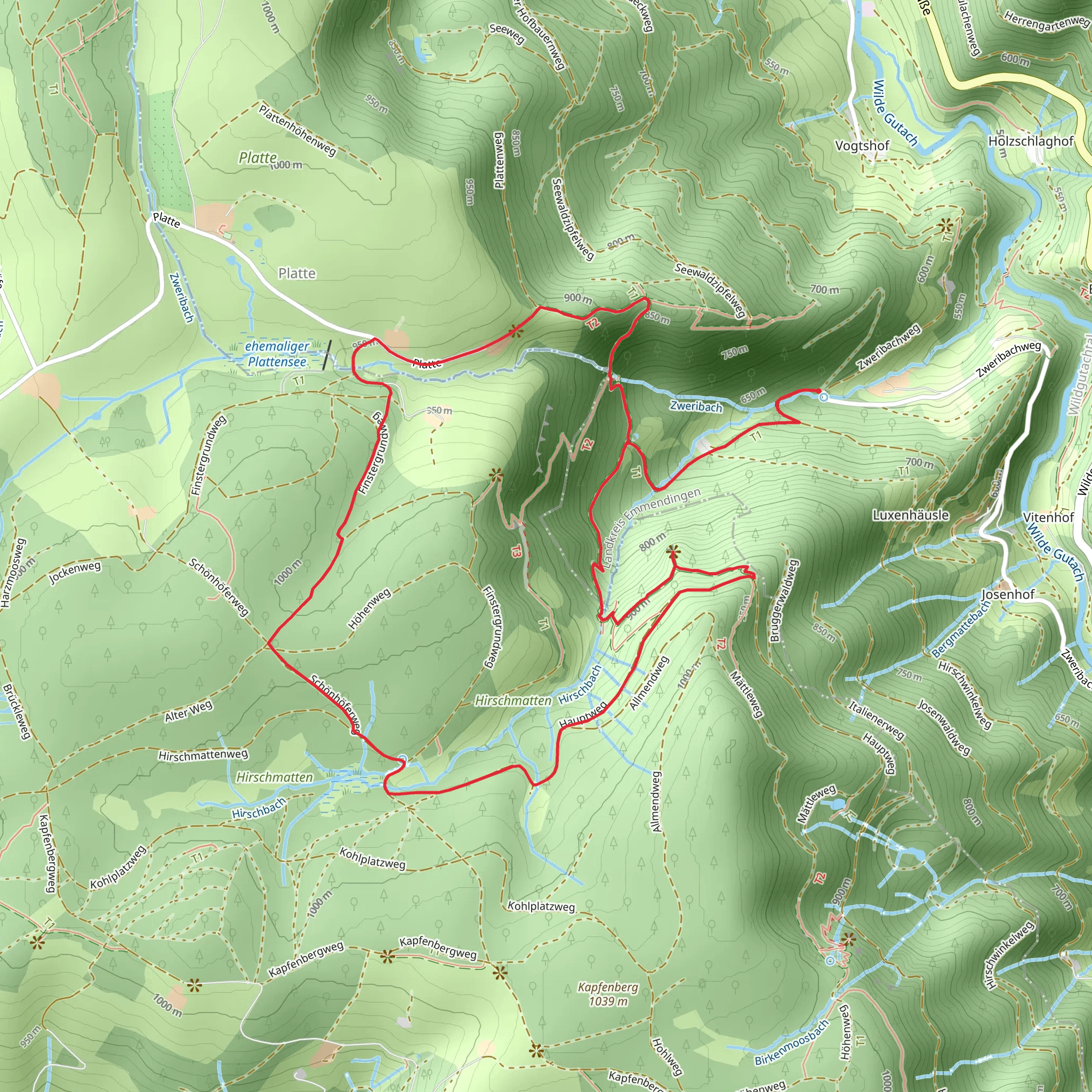Zweribachwasserfälle, Heidenschloss and Gschwandersdobel Loop mobile static map