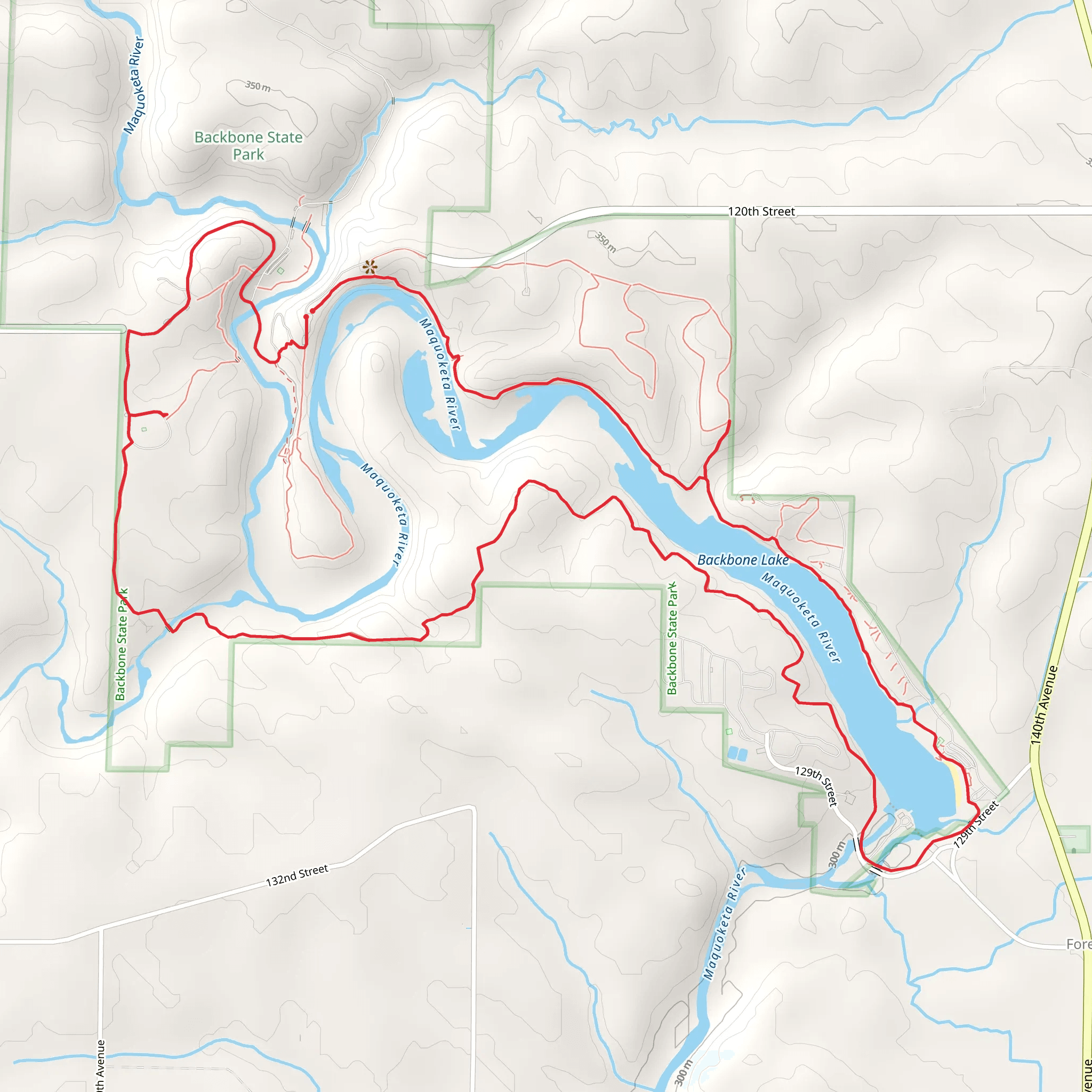 Maquoketa River - Backbone West Lake Loop Trail mobile static map