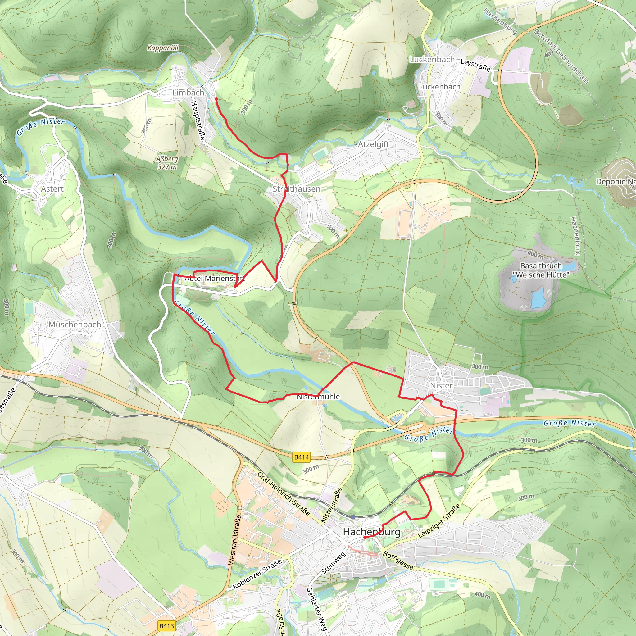 Hachenburg to Limbach via Grosse Nister and Loewenpfad 1 mobile static map