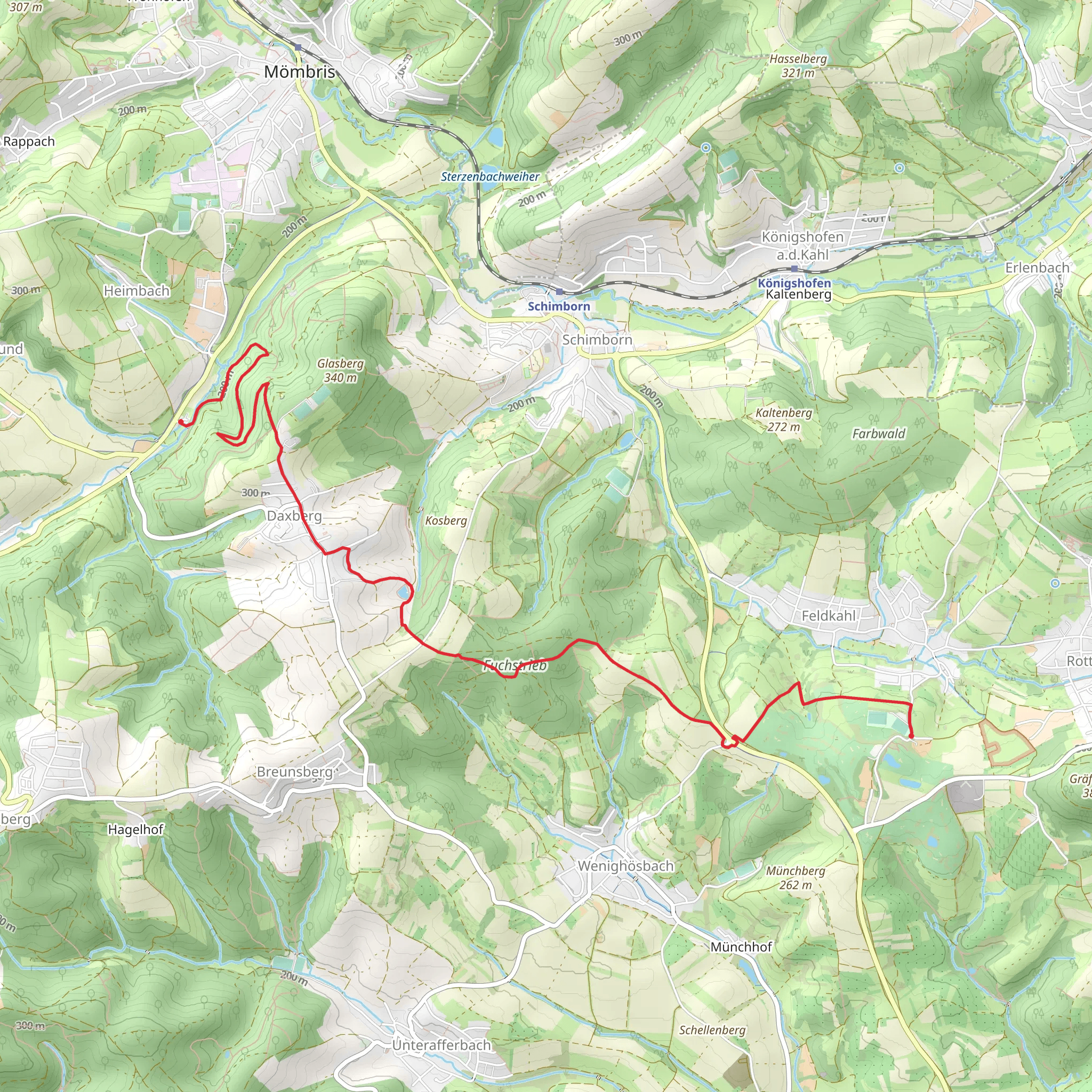 Grosser Rundweg and Ortswanderweg Moembris mobile static map