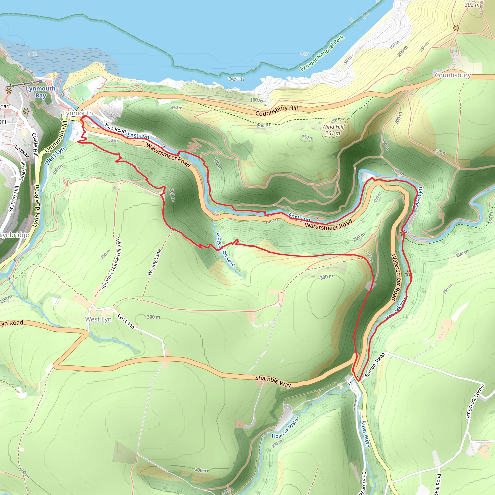 East Lyn Loop from Lynmouth mobile static map