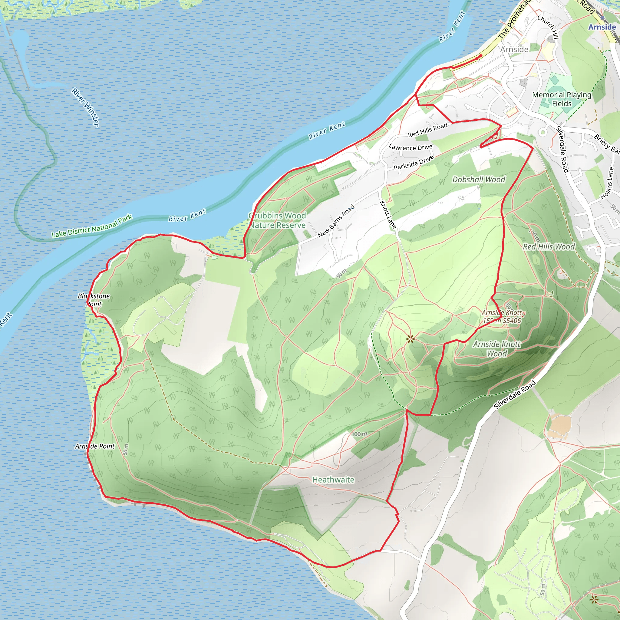 Arnside - Arnside Knott - Far Arnside and Leighton Moss Nature Reserve mobile static map