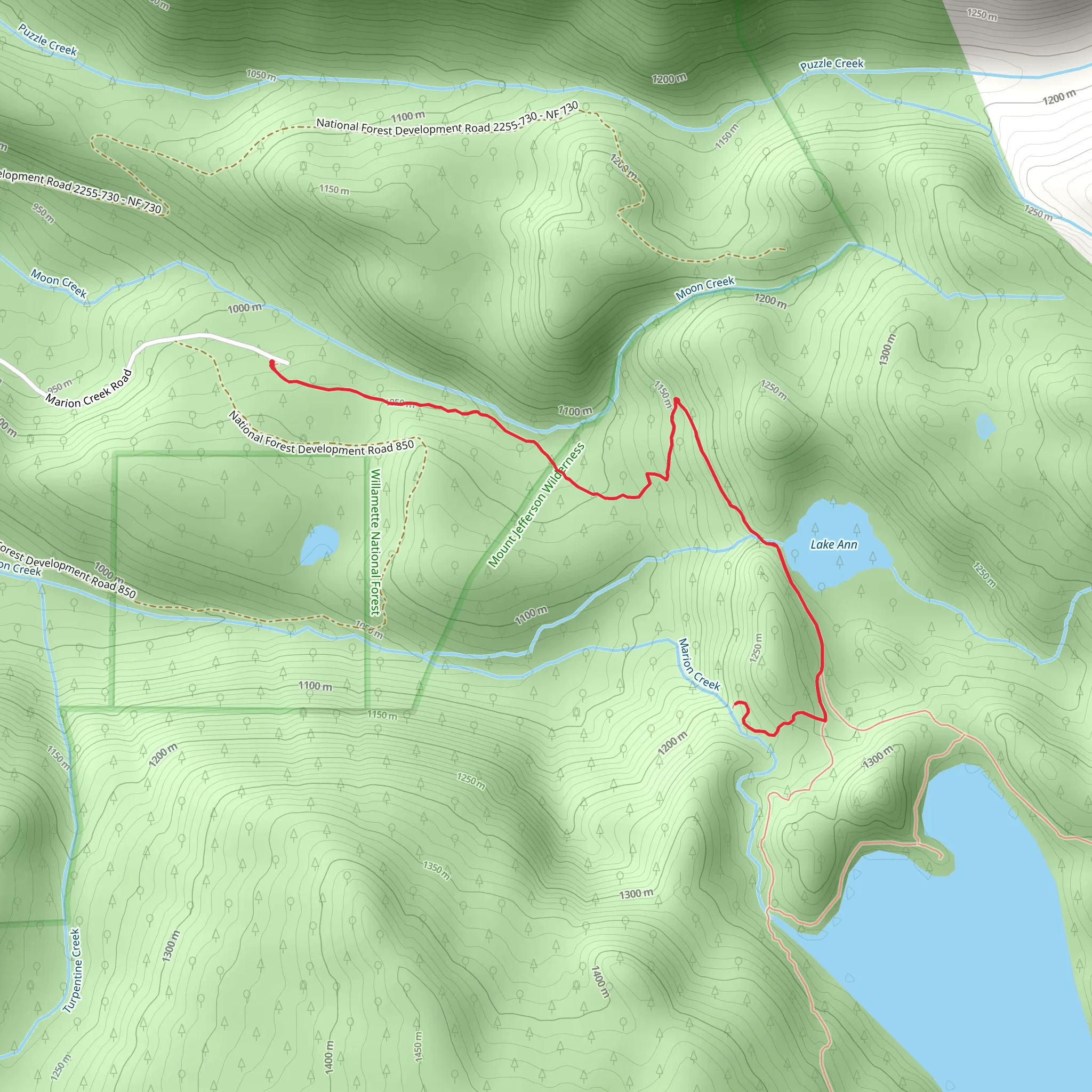 Marion Creek via Marion Lake Outlets Trail mobile static map