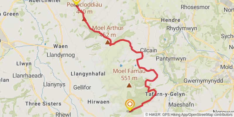 Offa's Dyke Loop from Bwlch Penbarra stage 2 Map