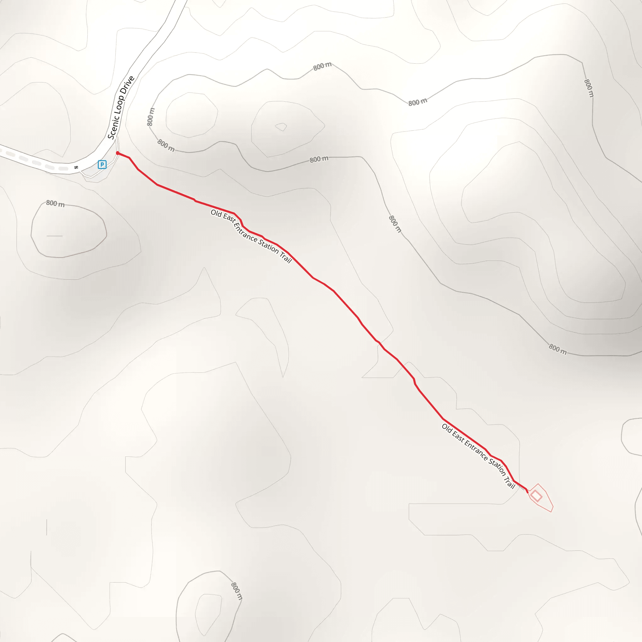 Old East Entrance Station Trail mobile static map