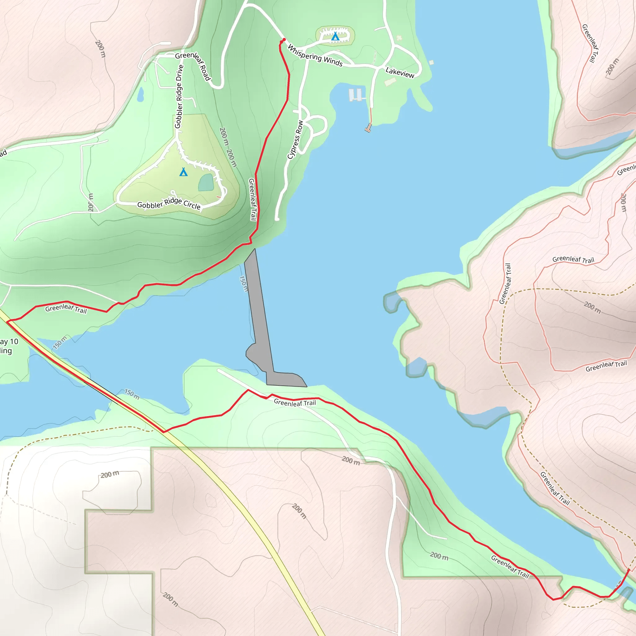 Greenleaf Trail Out and Back mobile static map
